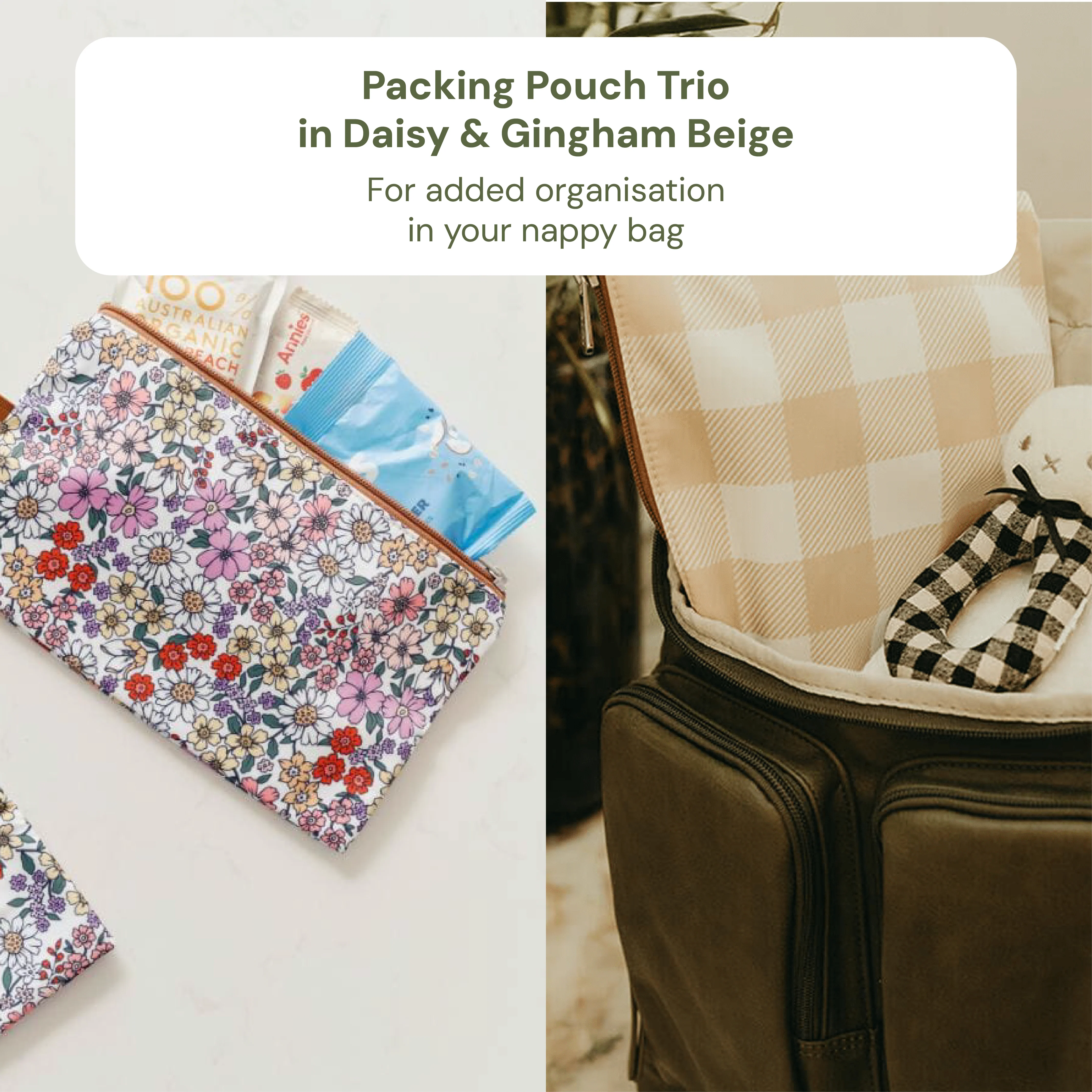 Baby & Toddler Nappy Bag Bundle – Chestnut, Daisy & Gingham - Image 4