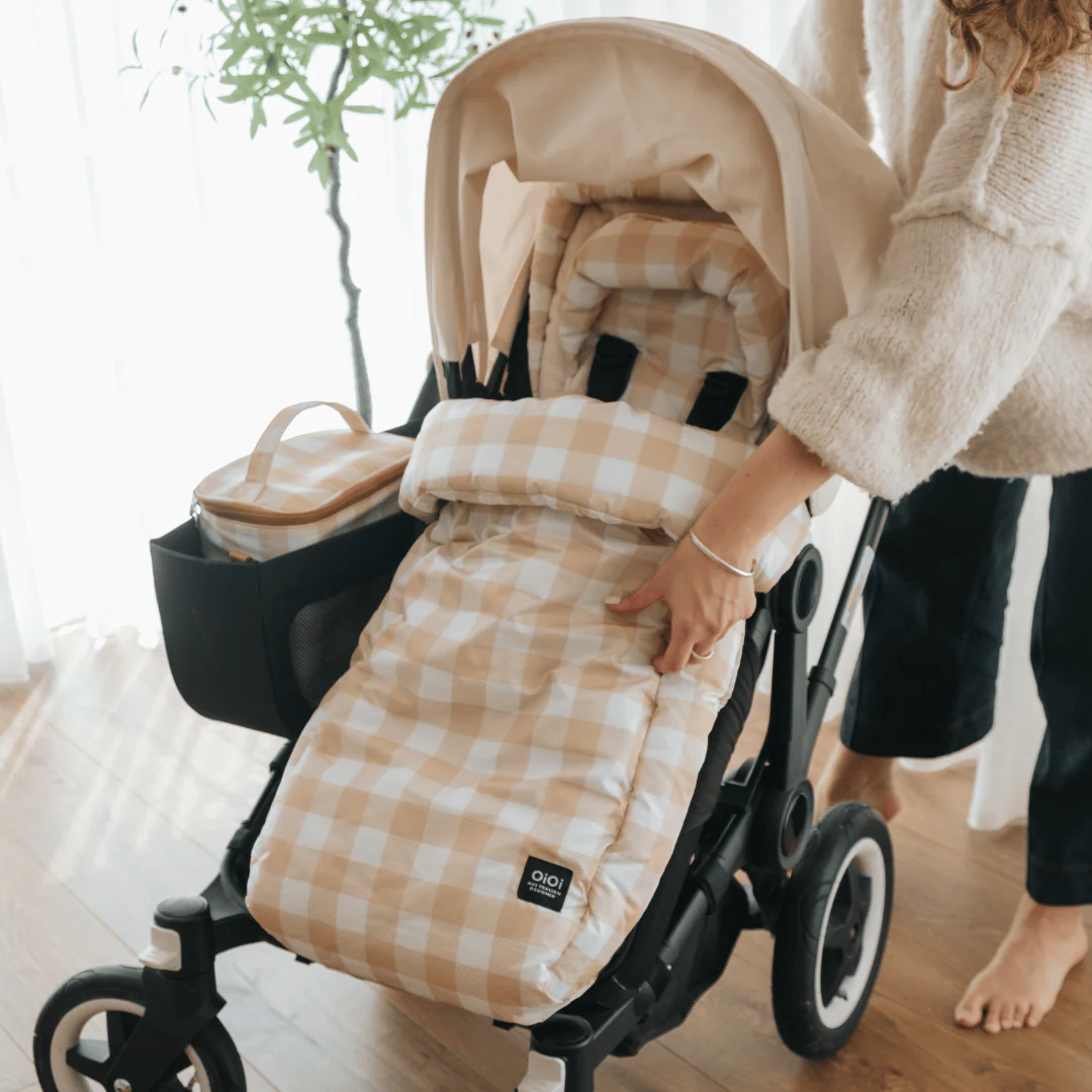 4-in-1 Convertible Footmuff – Beige Gingham - Image 3