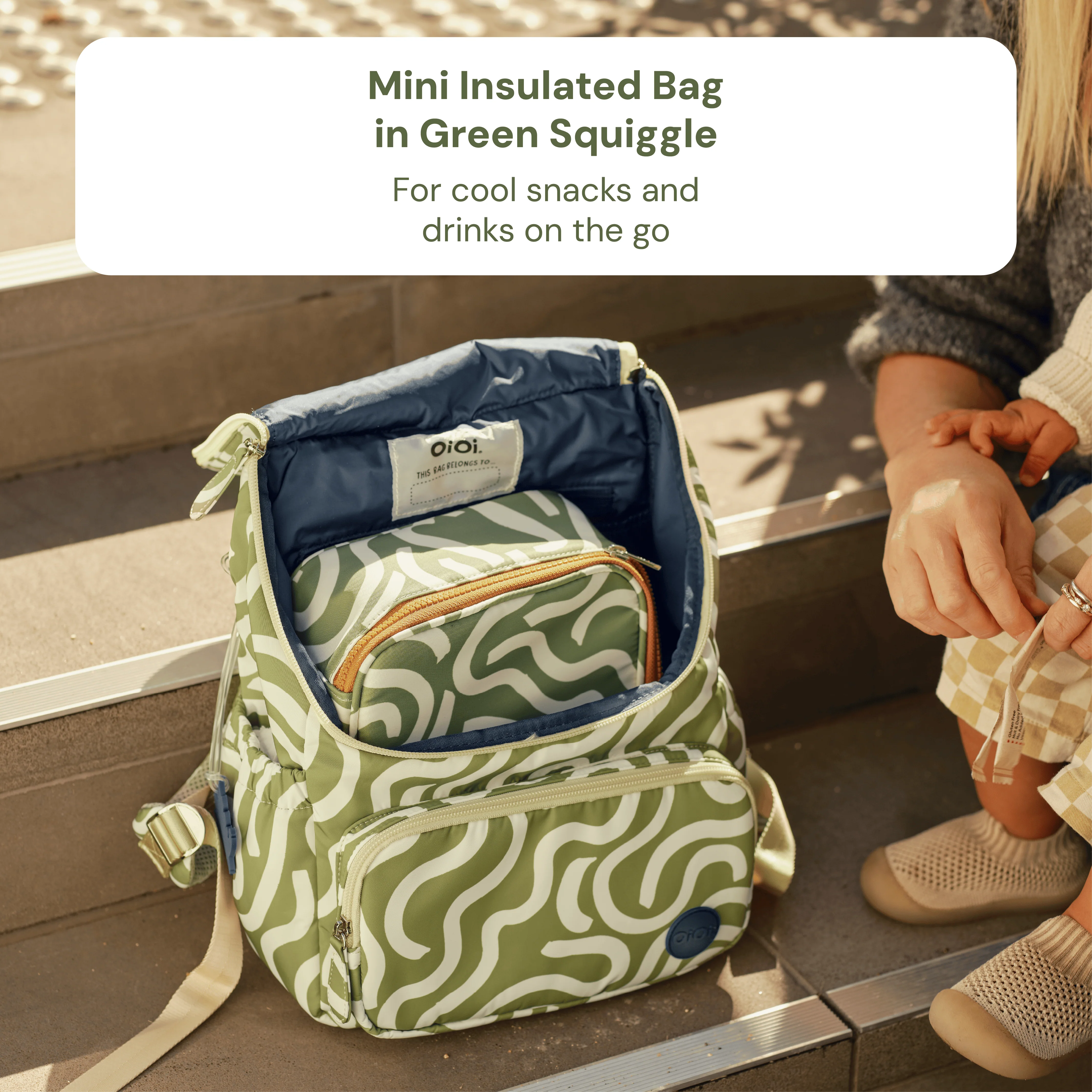 Baby & Toddler Nappy Bag Bundle – Sage Neoprene, Green Squiggle & Blue Check (PRE-ORDER FOR MAY DELIVERY) - Image 5