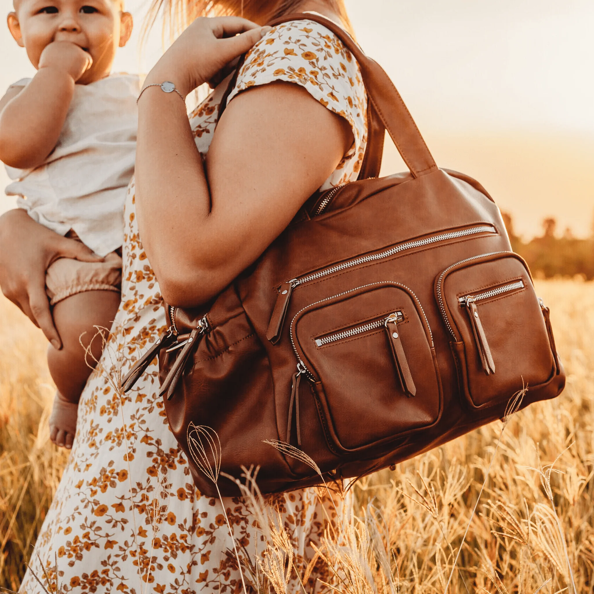 Carry All Nappy Bag - Tan Vegan Leather - Image 3