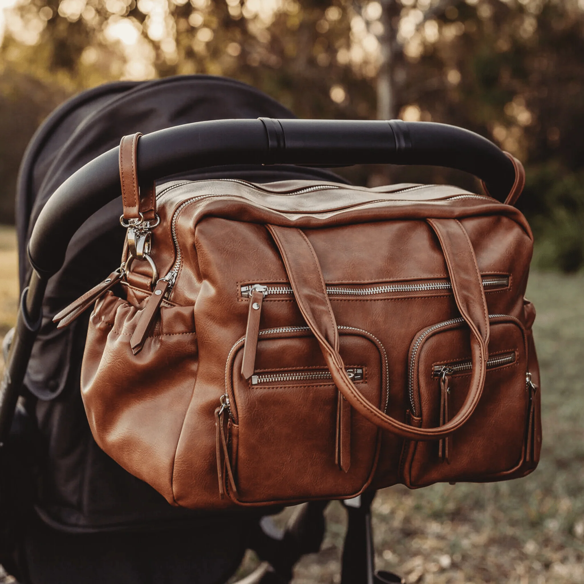 Carry All Nappy Bag - Tan Vegan Leather - Image 4