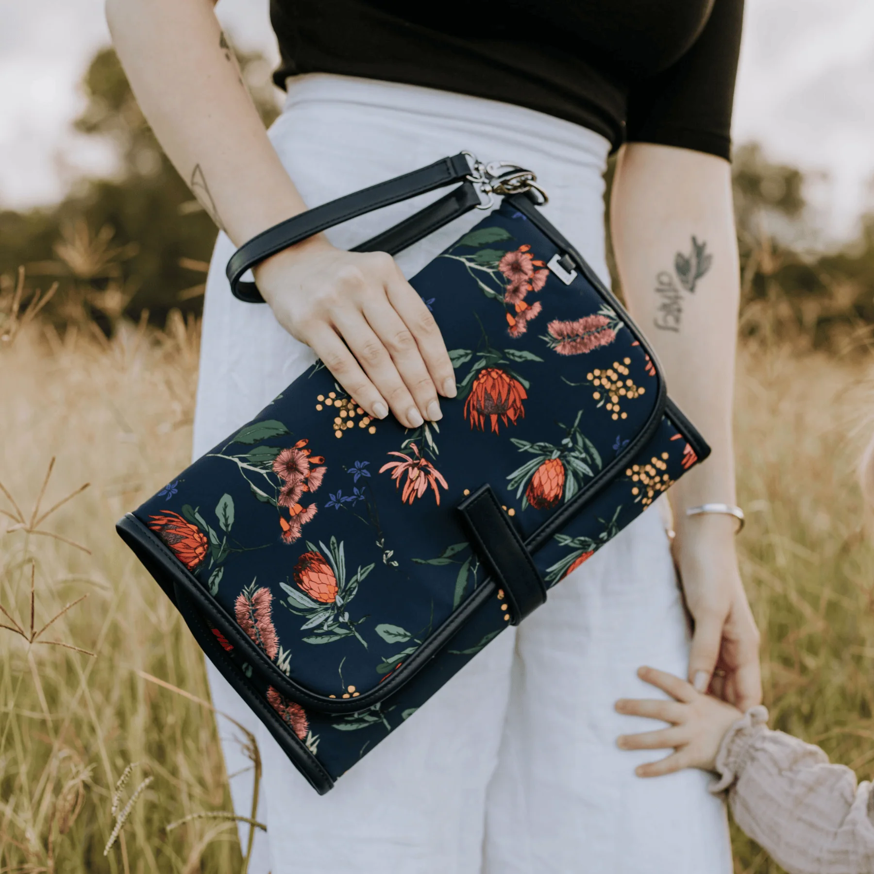 Change Mat Clutch - Navy Botanical Floral - Image 2