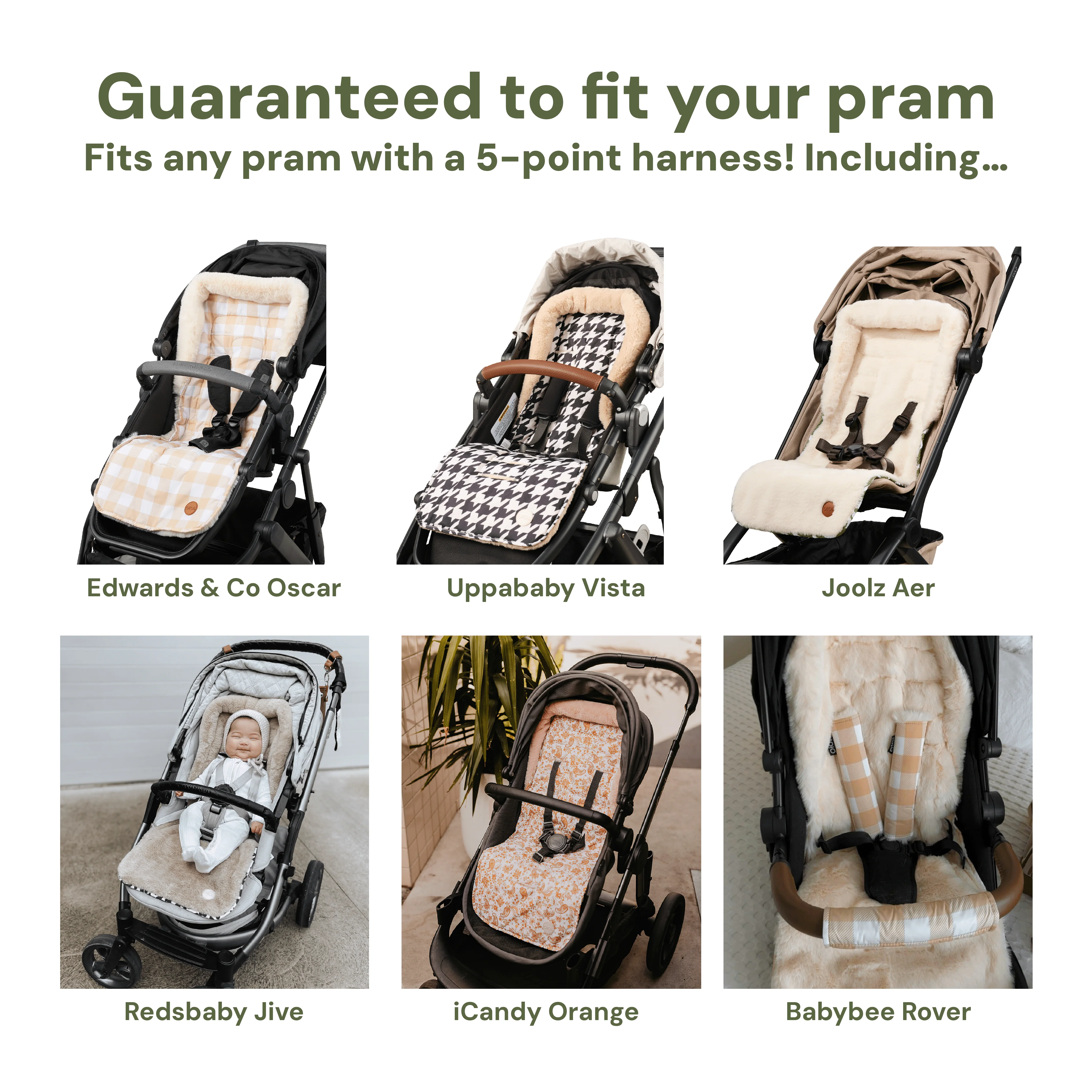 Reversible Pram Liner - Houndstooth/Faux Fur - Image 4