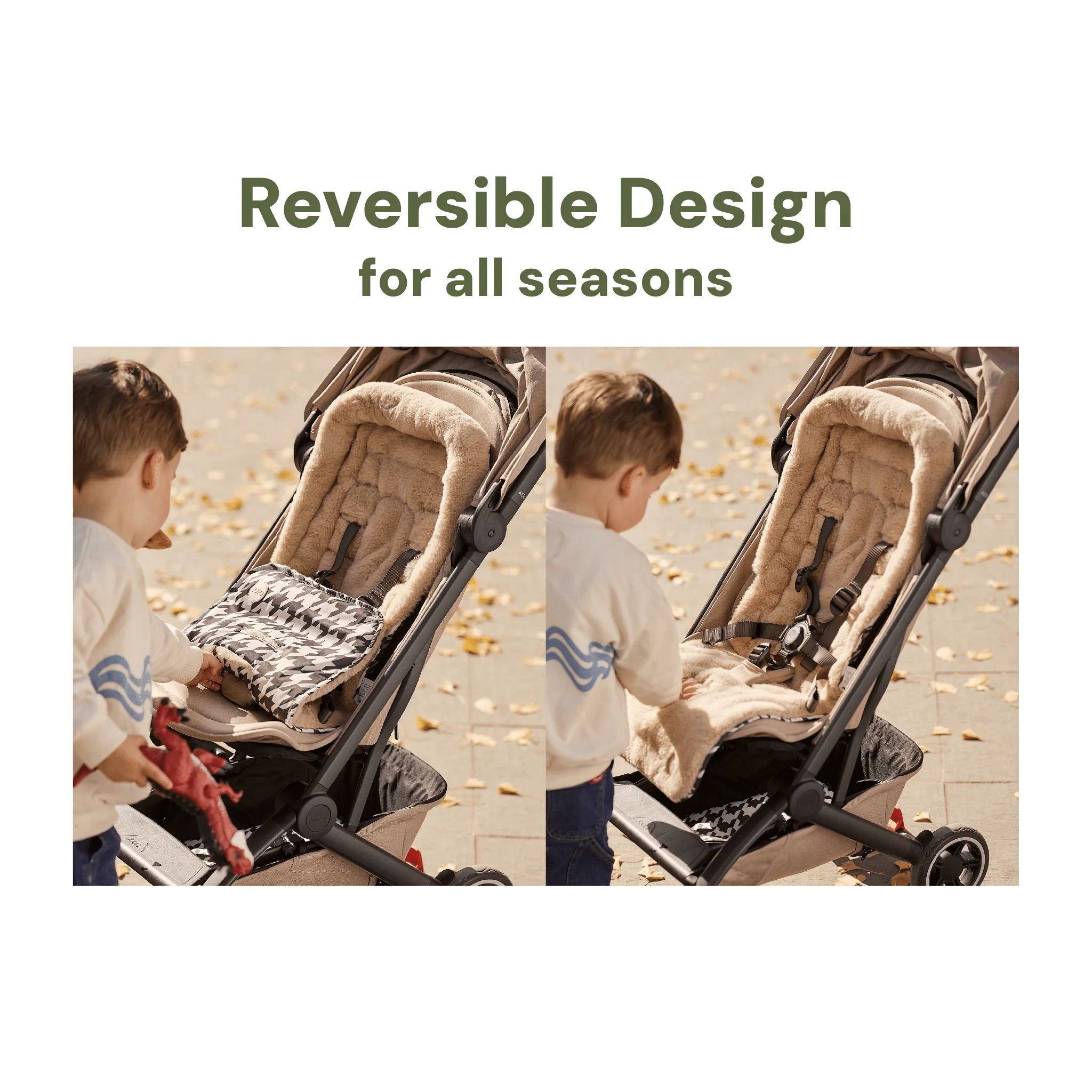 Reversible Pram Liner - Houndstooth/Faux Fur - Image 3