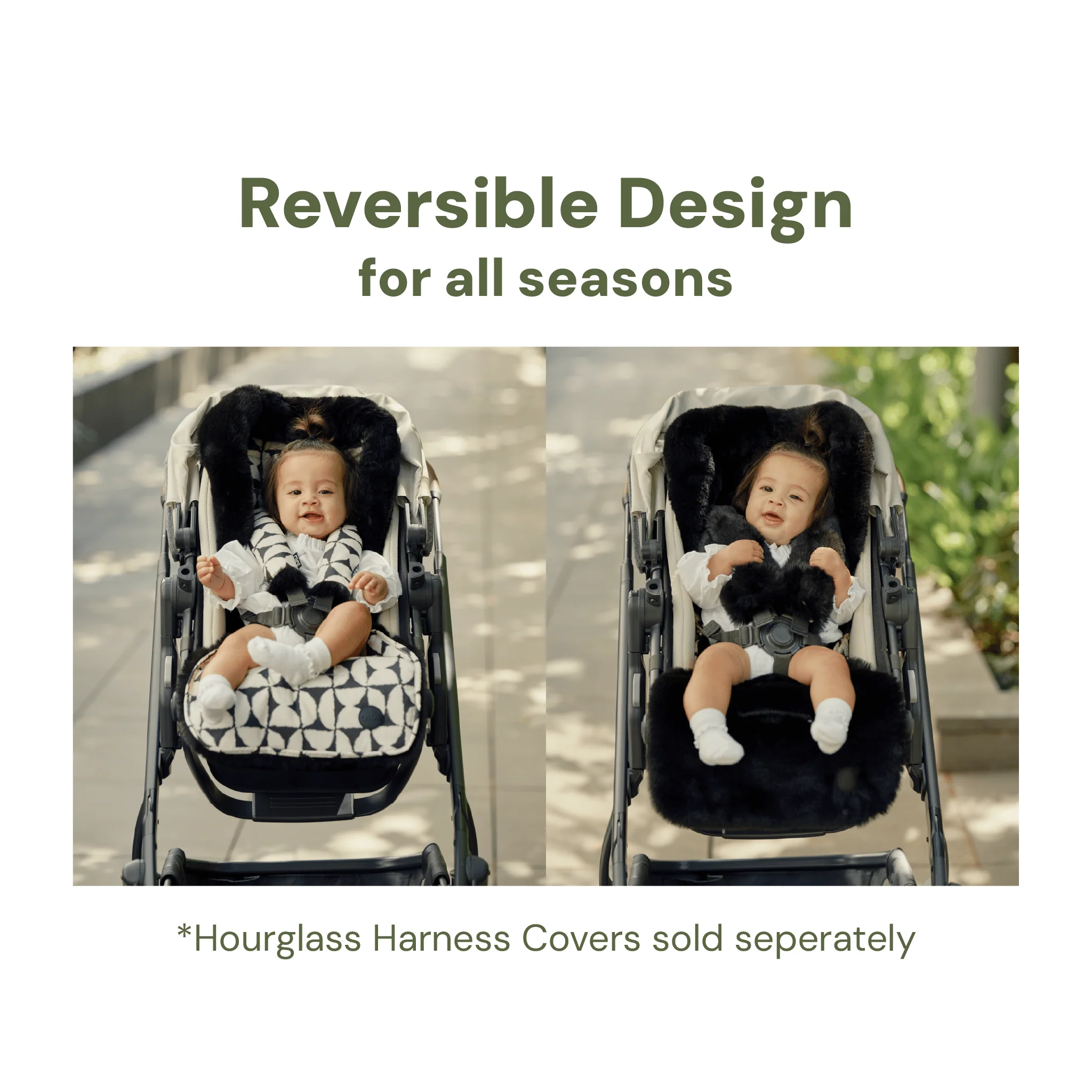 Reversible Pram Liner - Hourglass/Faux Fur - Image 3