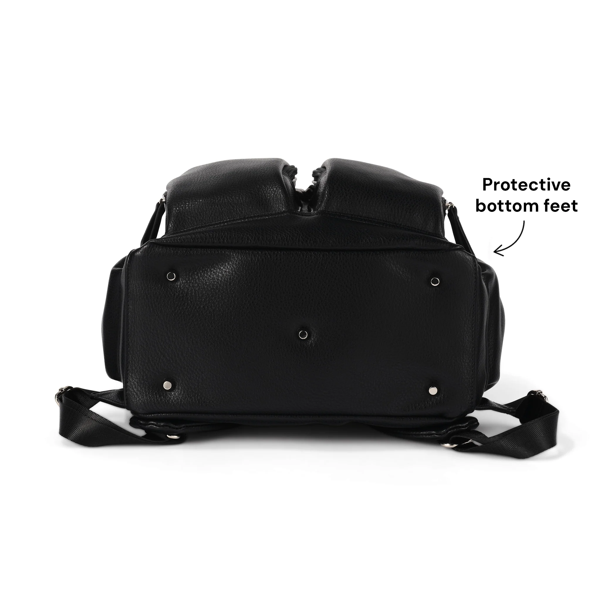Signature Nappy Backpack - Black Dimple Vegan Leather - Image 10