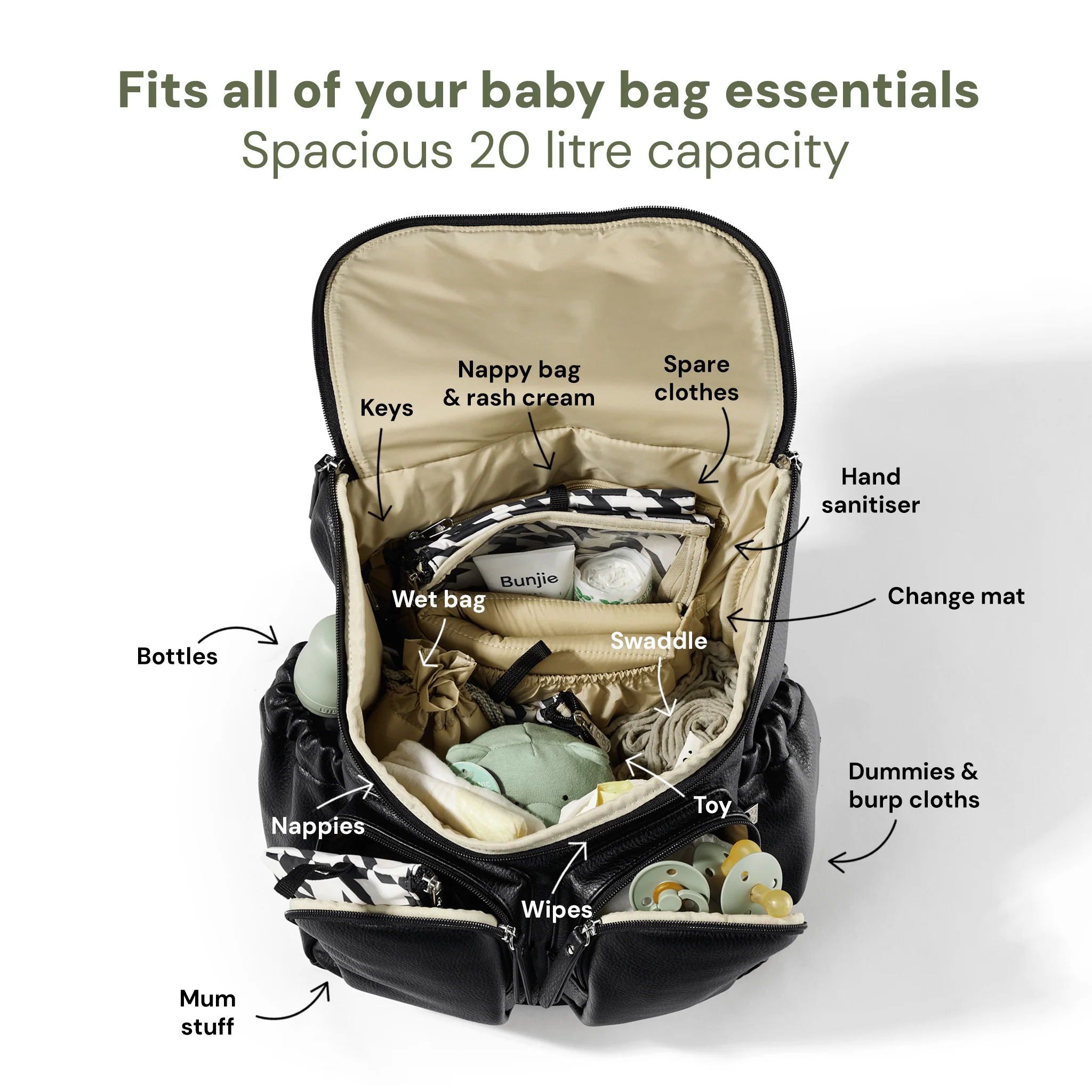 Signature Nappy Backpack - Black Dimple Vegan Leather - Image 9