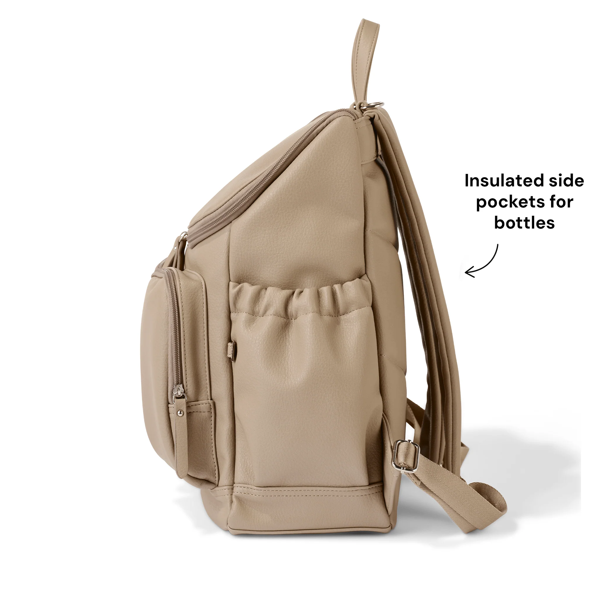 Signature Nappy Backpack - Oat Vegan Leather - Image 6