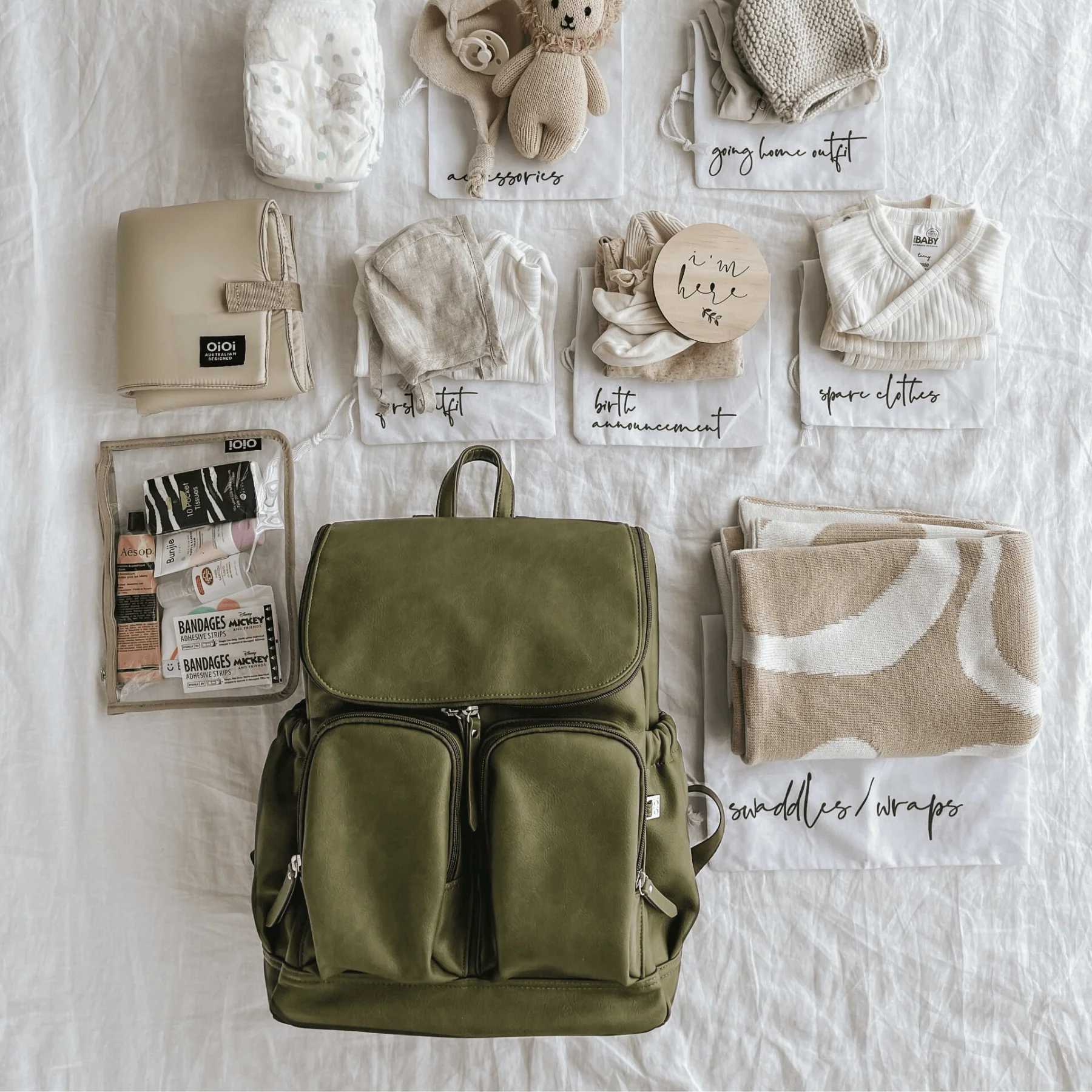 Signature Nappy Backpack - Olive Vegan Leather - Image 9