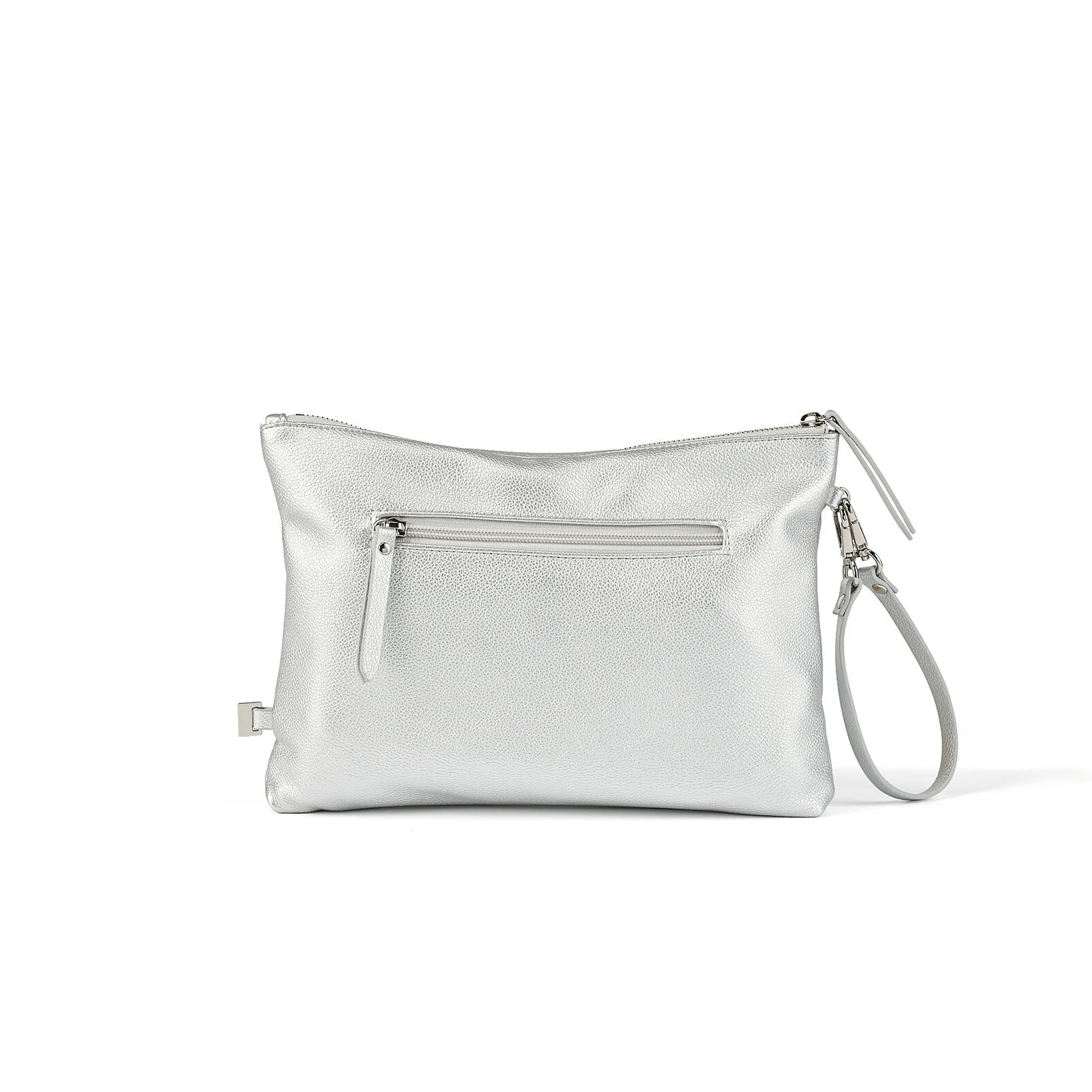 Nappy Changing Pouch - Metallic Silver Vegan Leather - Image 6