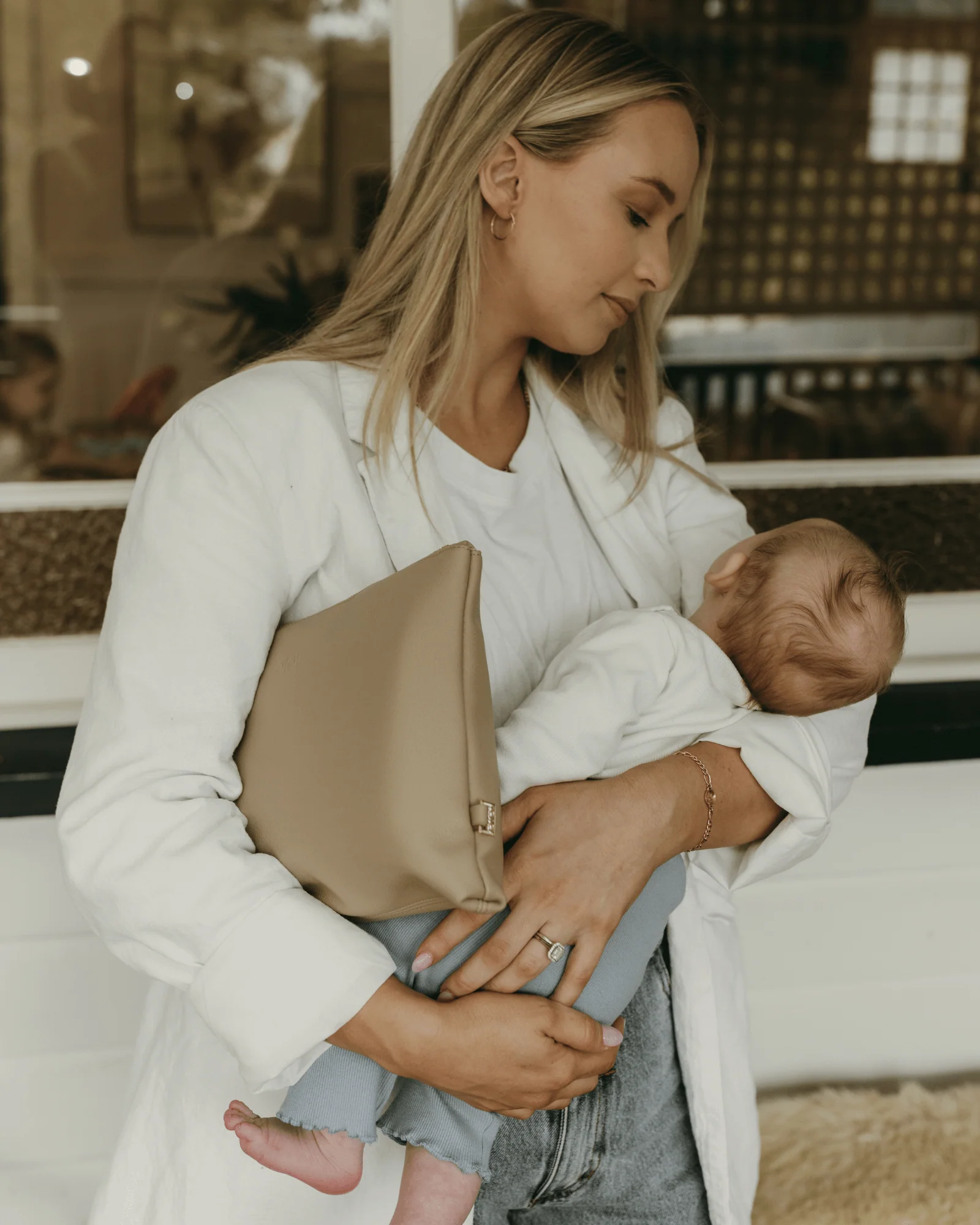 Nappy Changing Pouch - Oat Vegan Leather - Image 3
