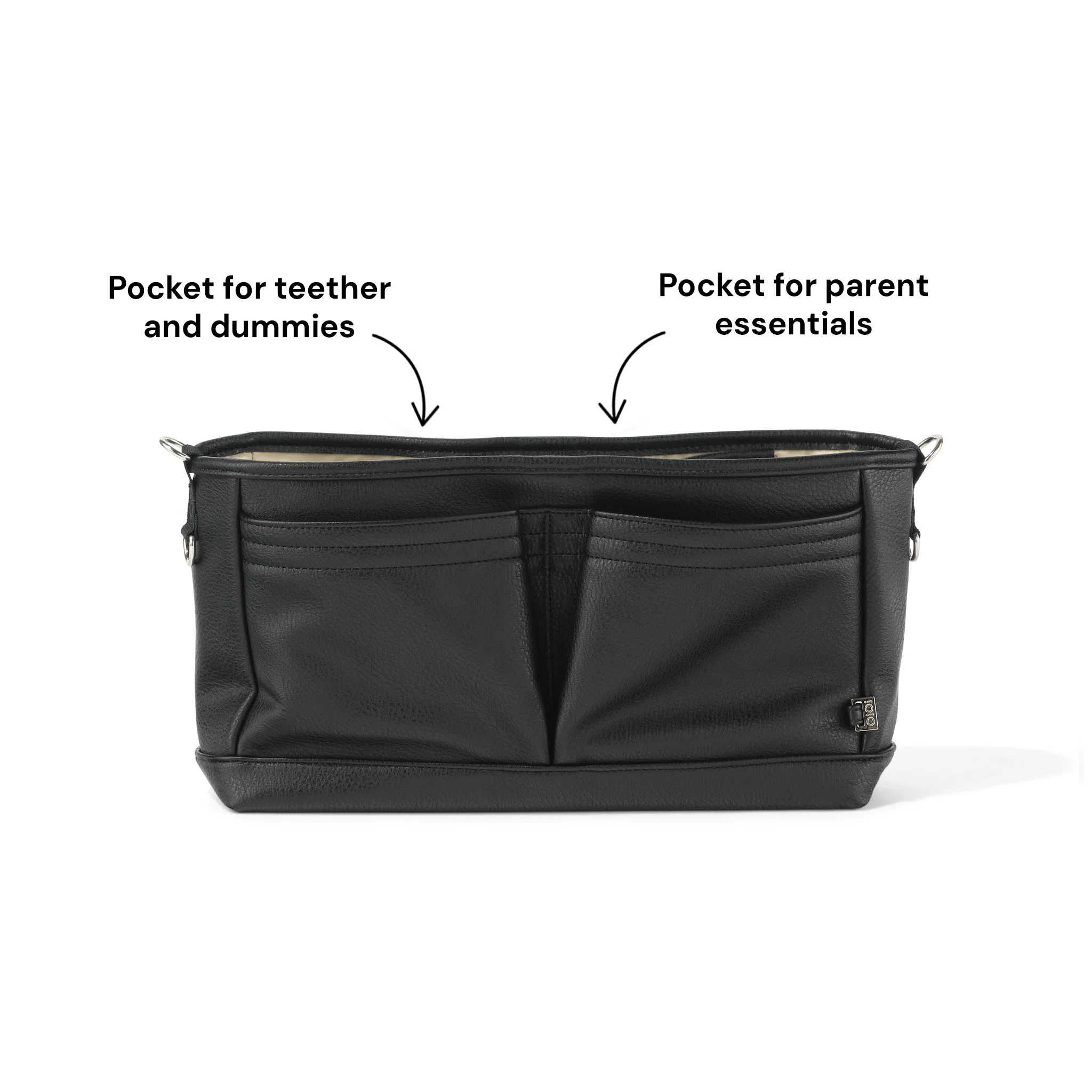 Signature Pram Caddy - Black Dimple Vegan Leather - Image 3