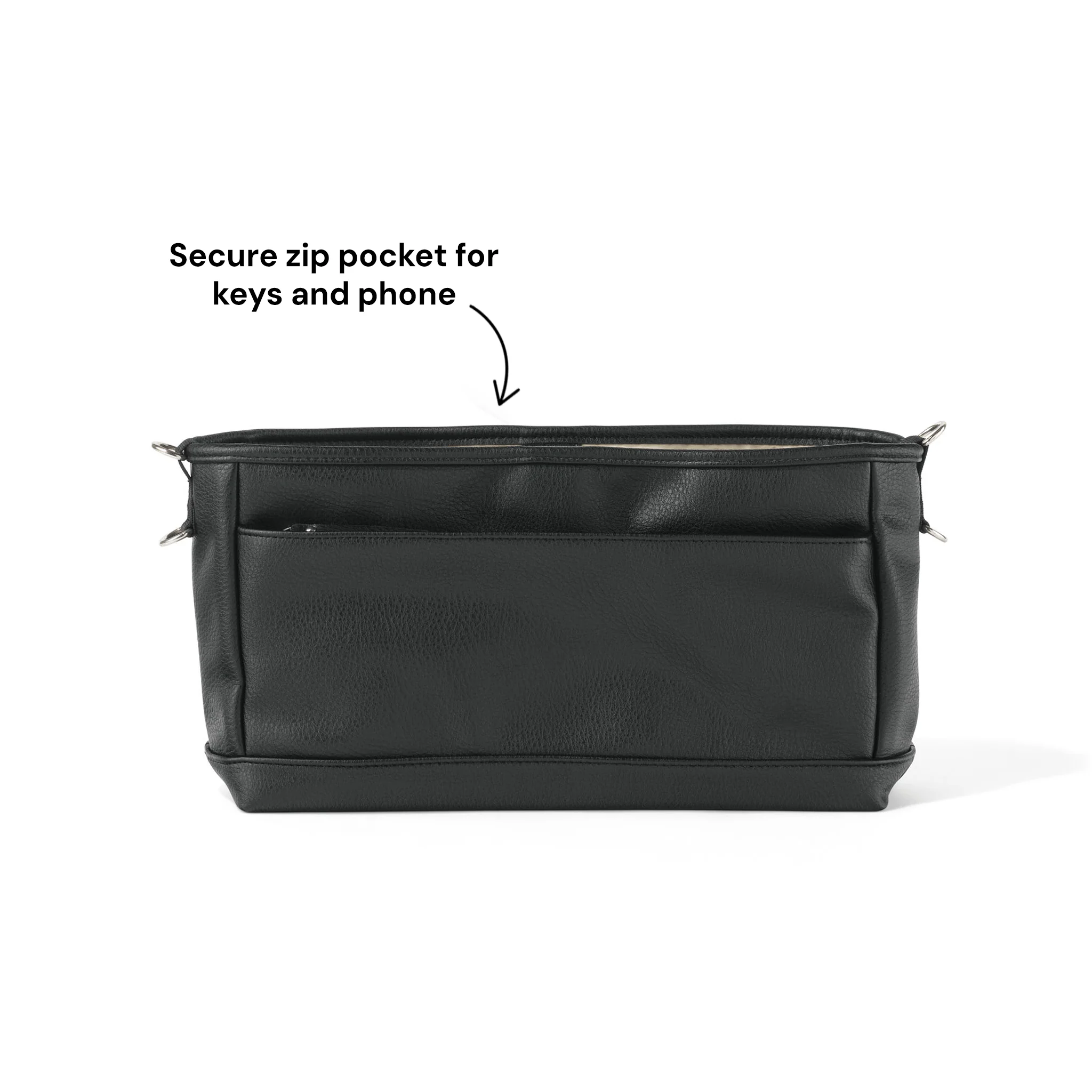 Signature Pram Caddy - Black Dimple Vegan Leather - Image 4