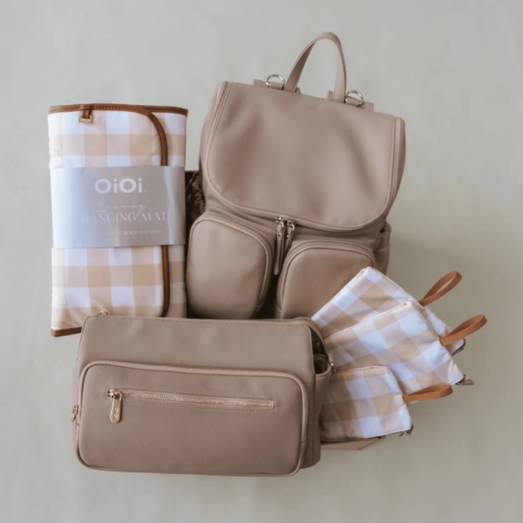 First Time Parent Nappy Bag Bundle - Oat & Beige Gingham - Image 7