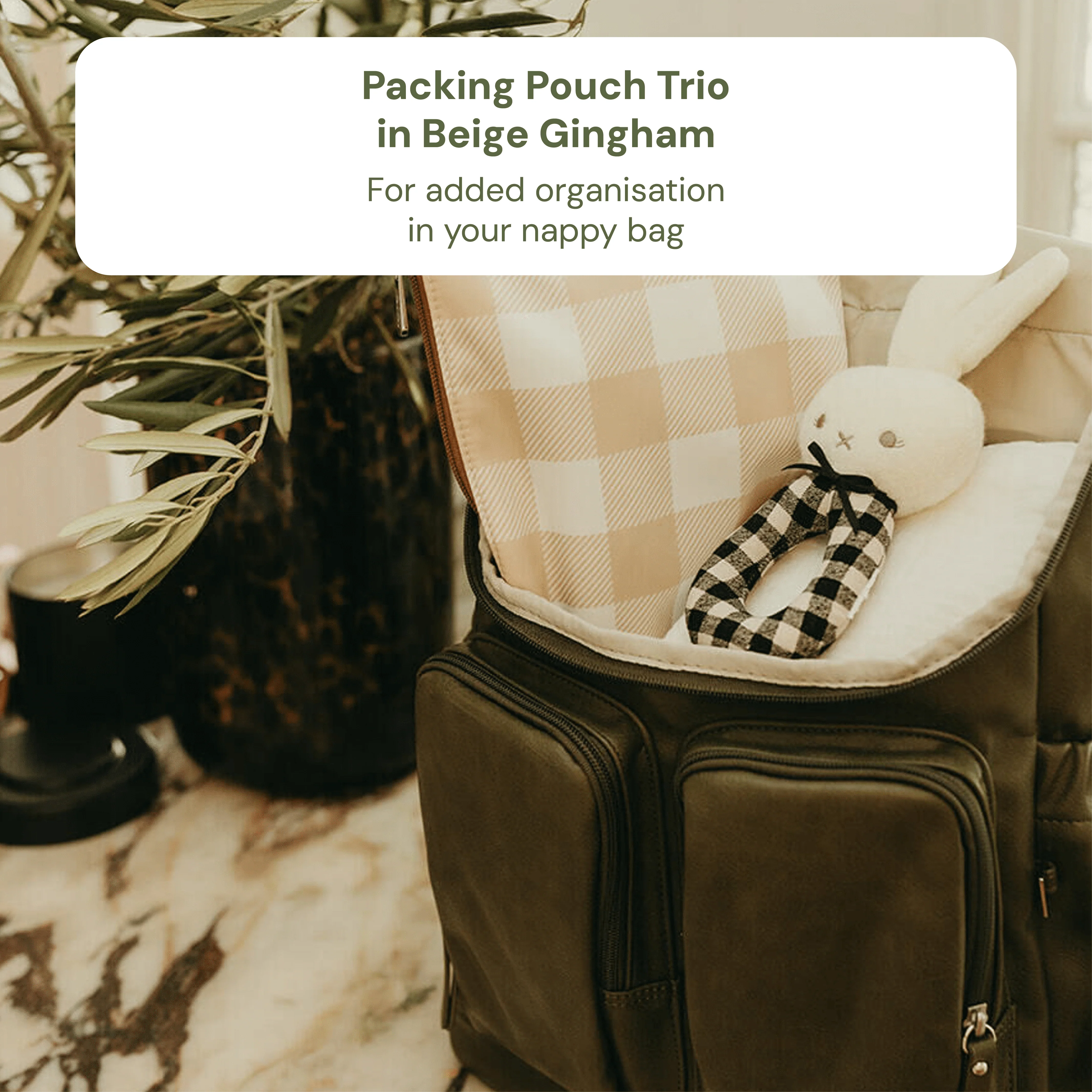 First Time Parent Nappy Bag Bundle - Tan & Beige Gingham - Image 6
