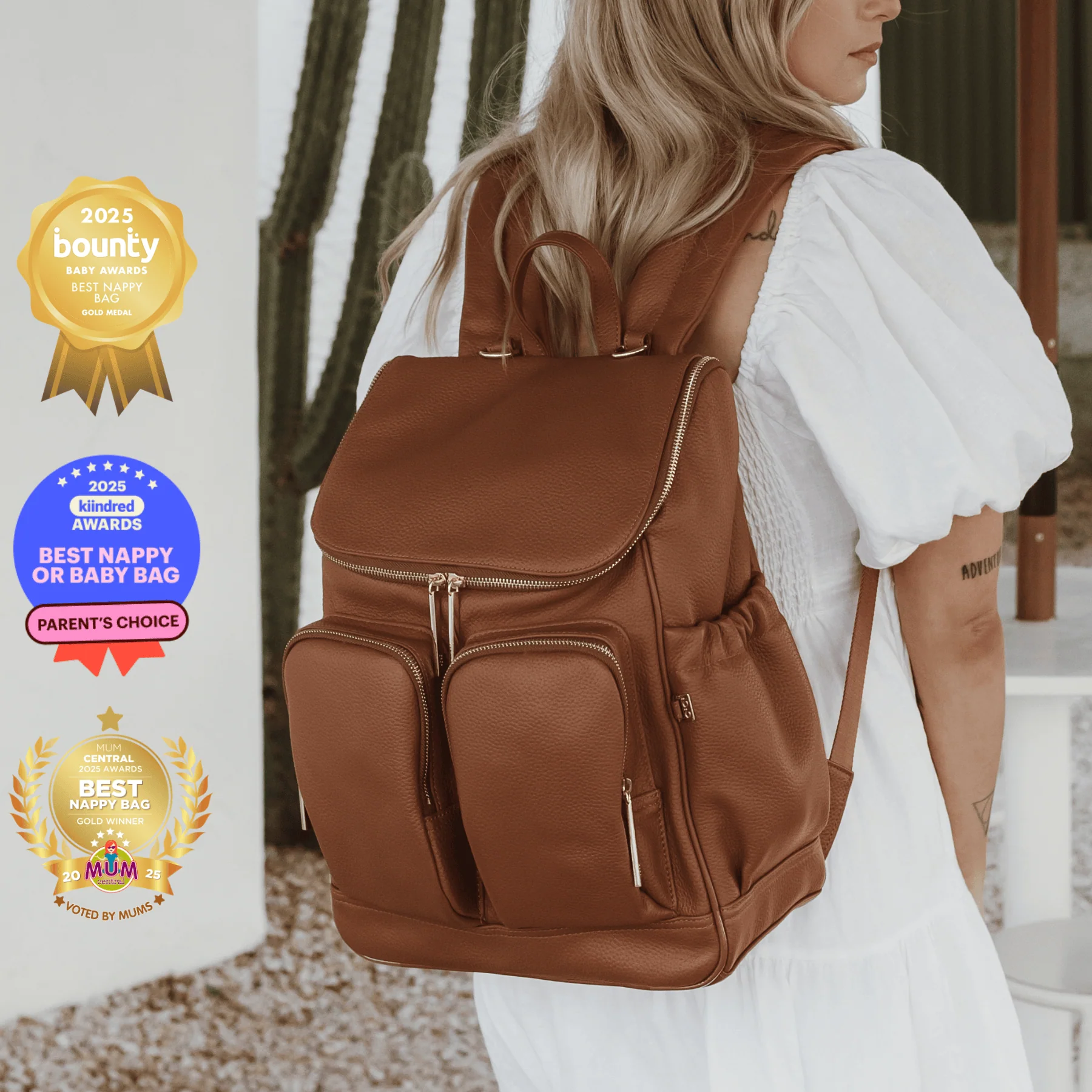 Signature Nappy Backpack - Terracotta Genuine Leather - Image 3