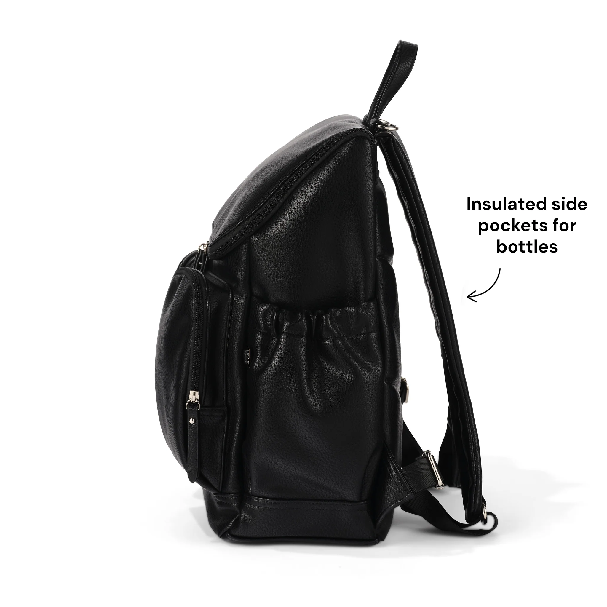 Signature Nappy Backpack - Black Dimple Vegan Leather - Image 7