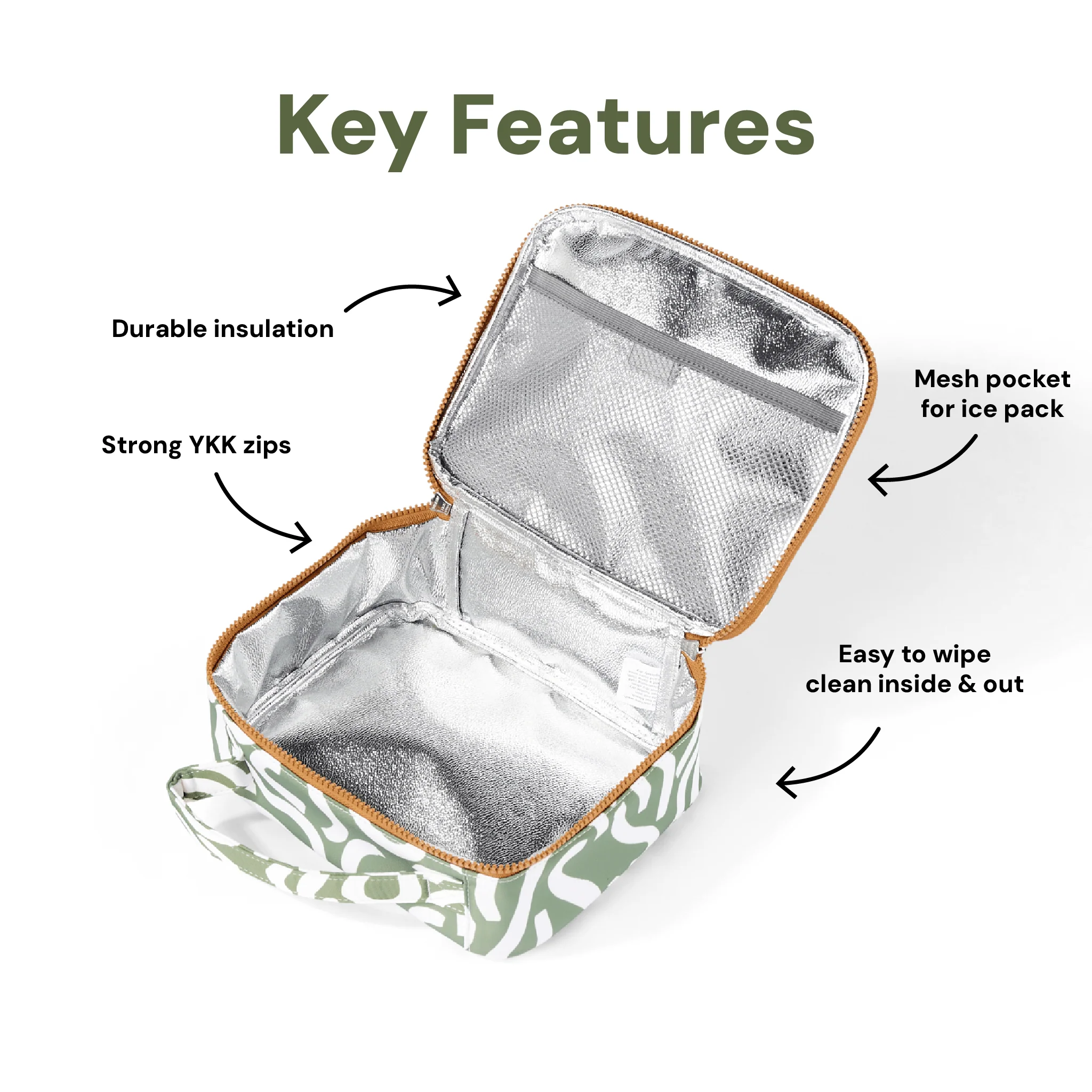 Mini Insulated Lunch Bag/Pumping Bag - Green Squiggle - Image 3