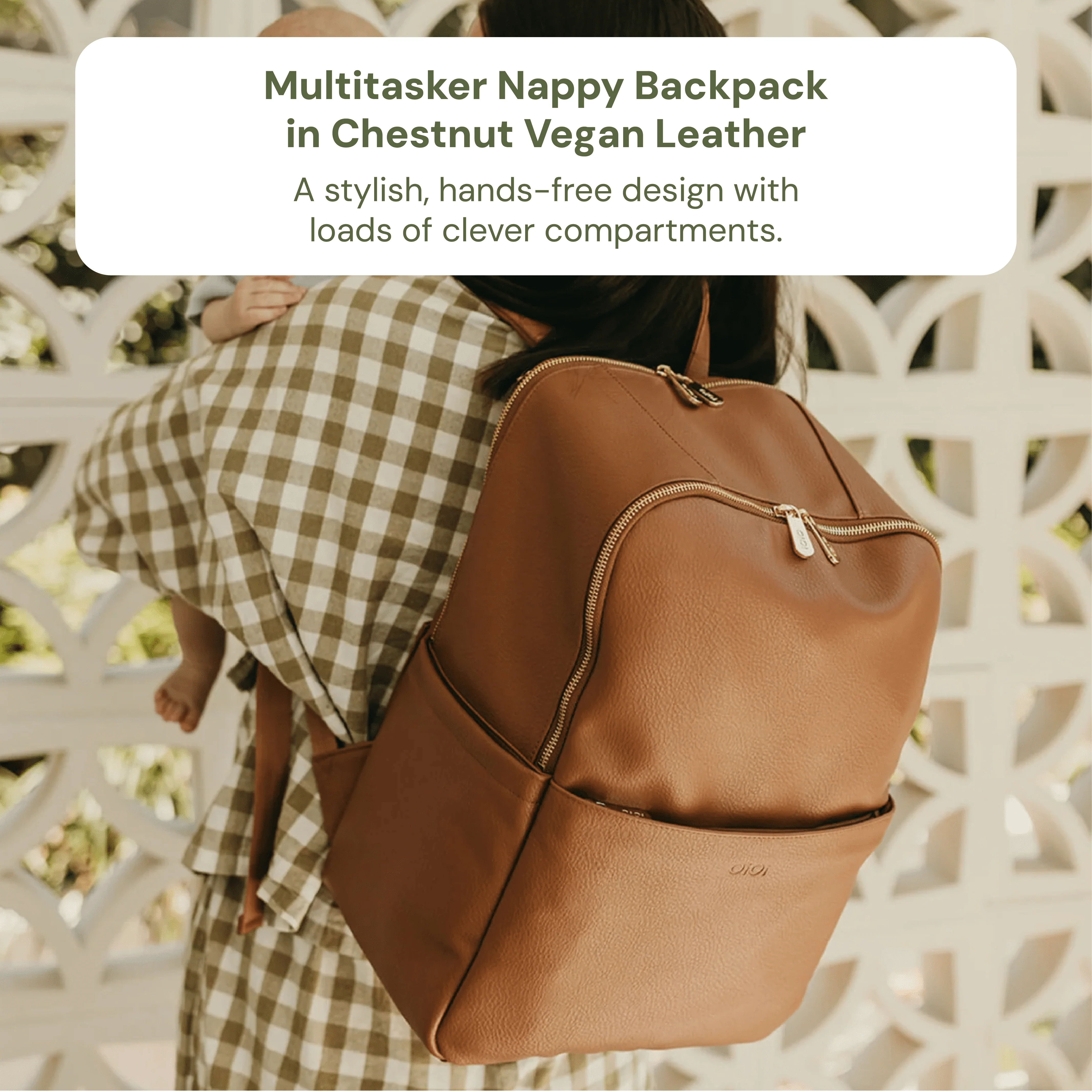 Multitasker Baby Bag Bundle - Chestnut & Green Squiggle (PRE-ORDER FOR MAY DELIVERY) - Image 3