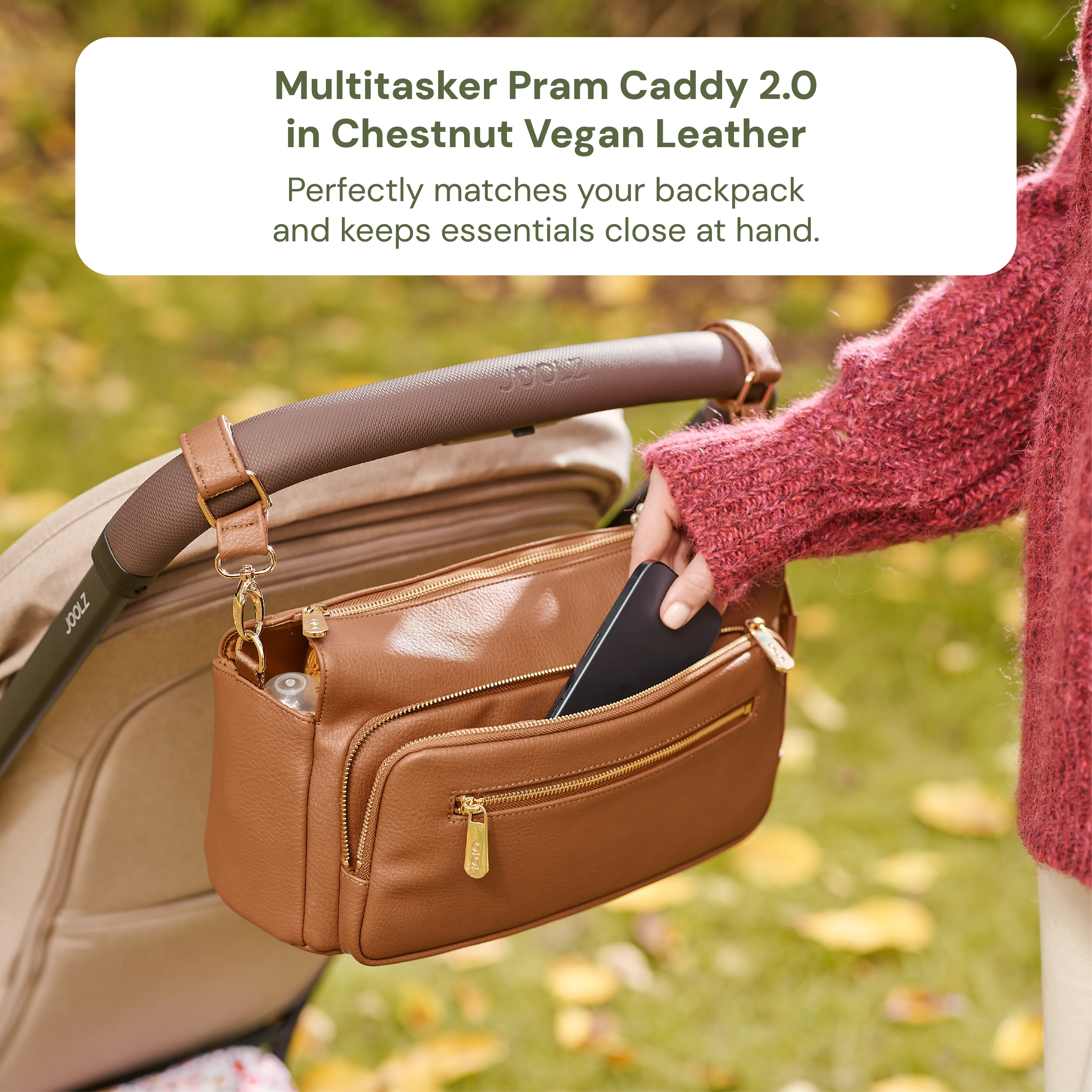 Multitasker Baby Bag Bundle - Chestnut & Green Squiggle (PRE-ORDER FOR MAY DELIVERY) - Image 4