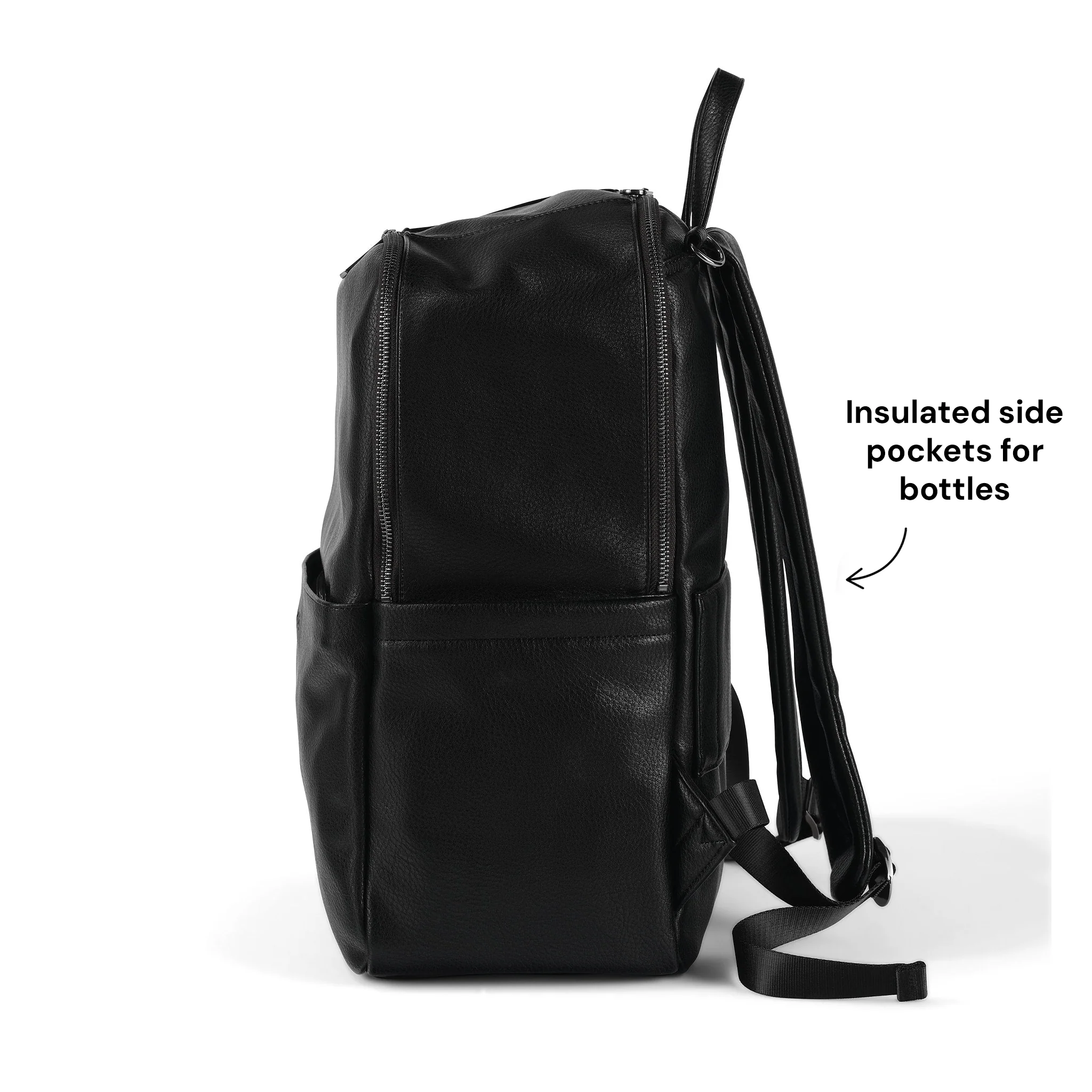 Multitasker Nappy Backpack - Black Vegan Leather - Image 6