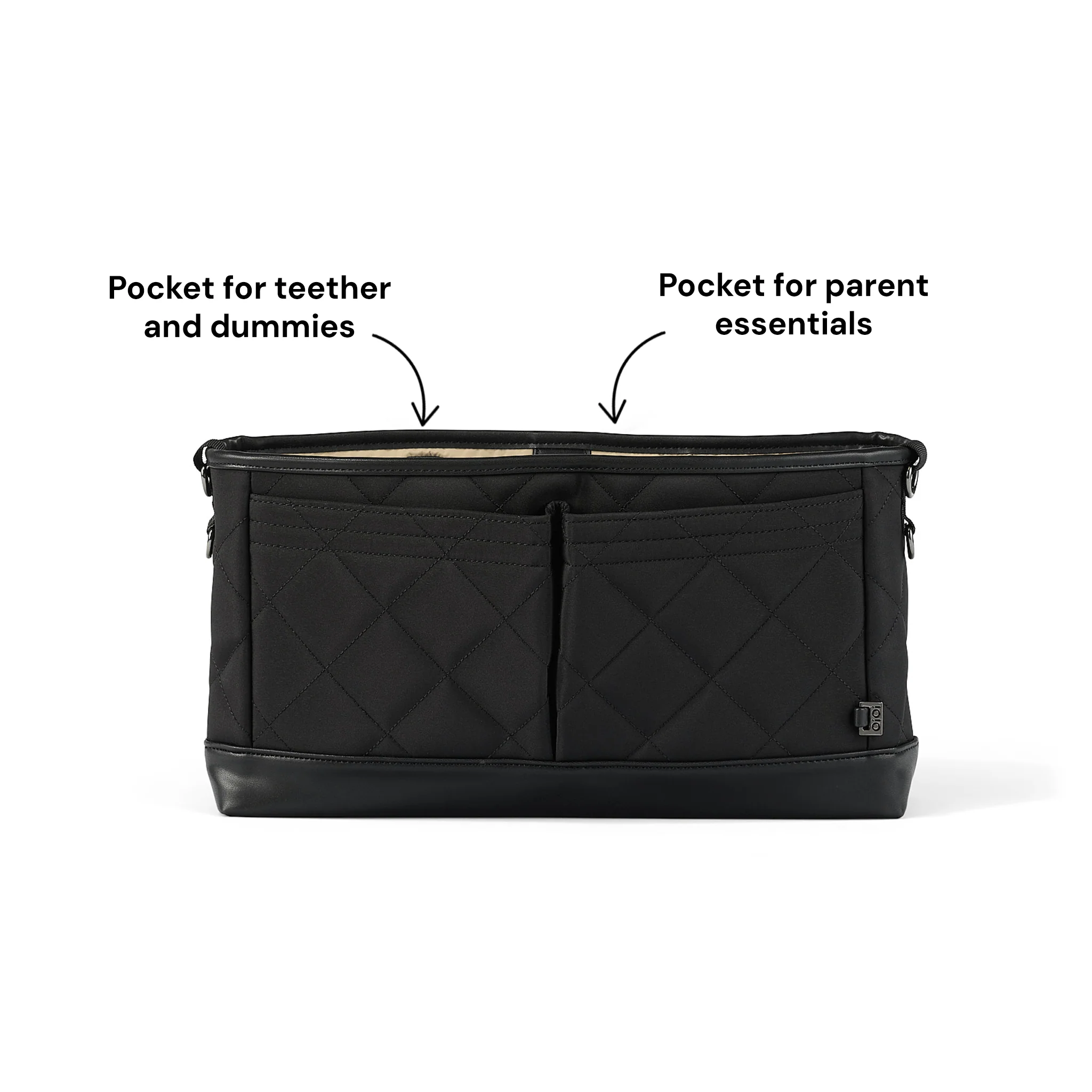 Signature Pram Caddy - Black Diamond Quilt Nylon - Image 6
