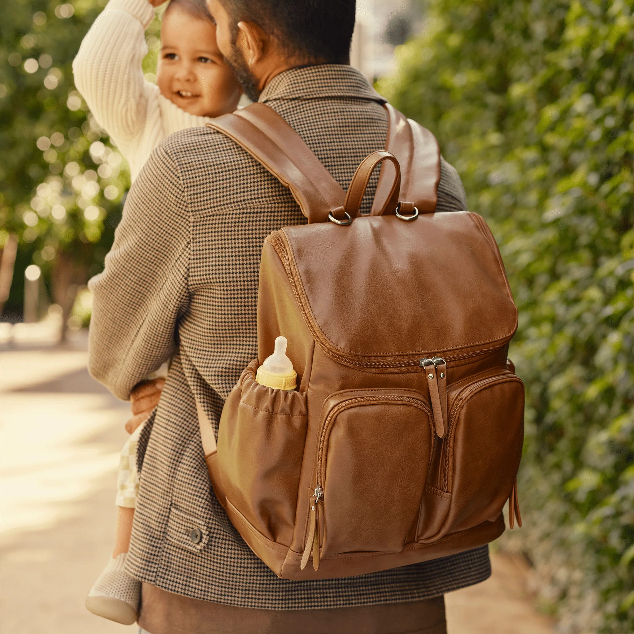 Signature Nappy Backpack - Tan Vegan Leather - Image 5