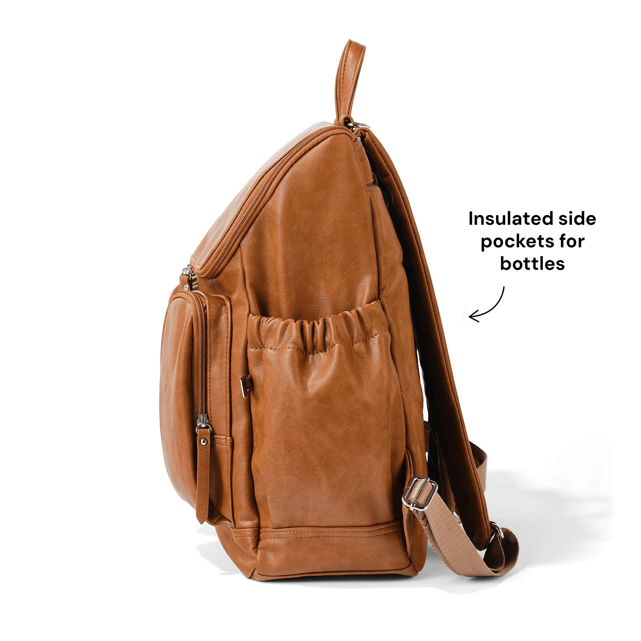 Signature Nappy Backpack - Tan Vegan Leather - Image 7