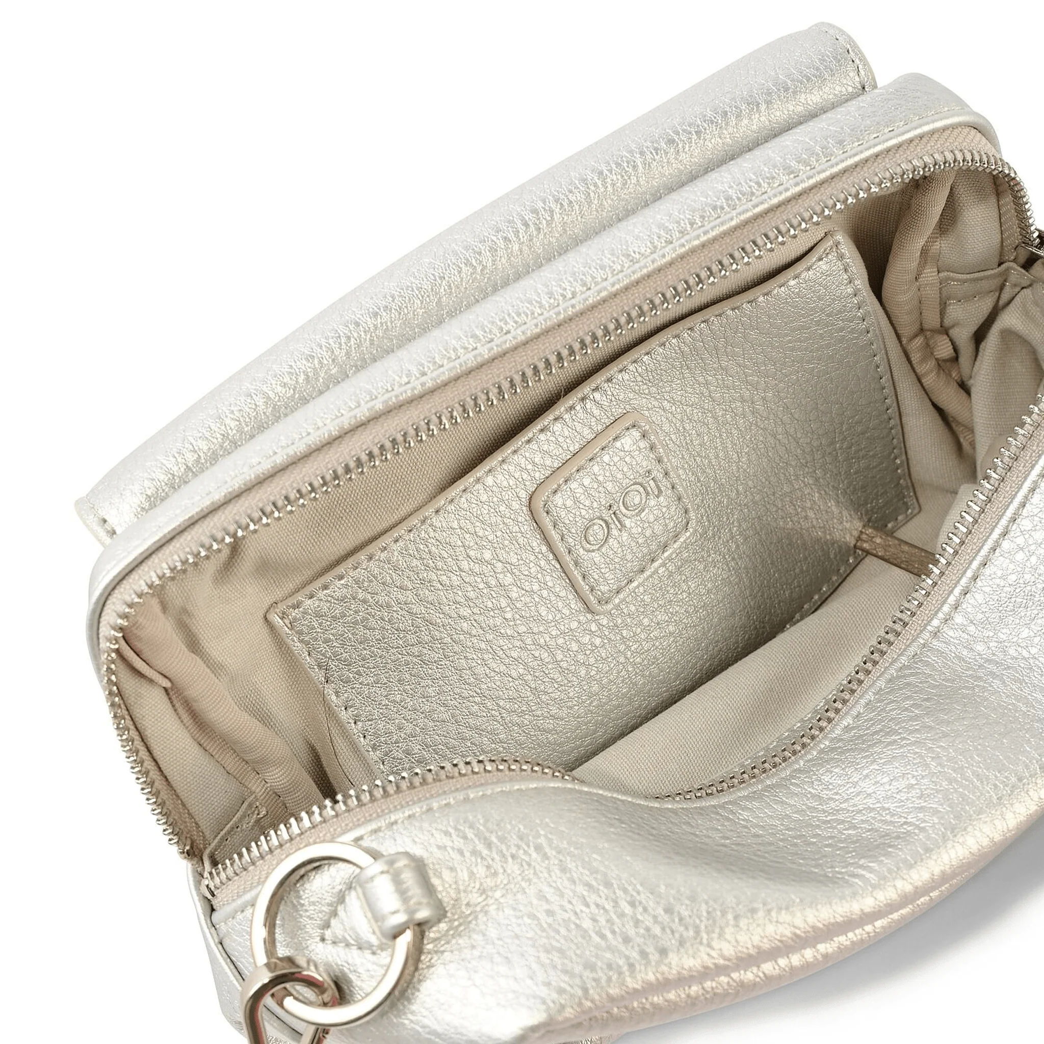 Playground Cross-Body Bag - Metallic Silver Dimple Vegan Leather - Image 6