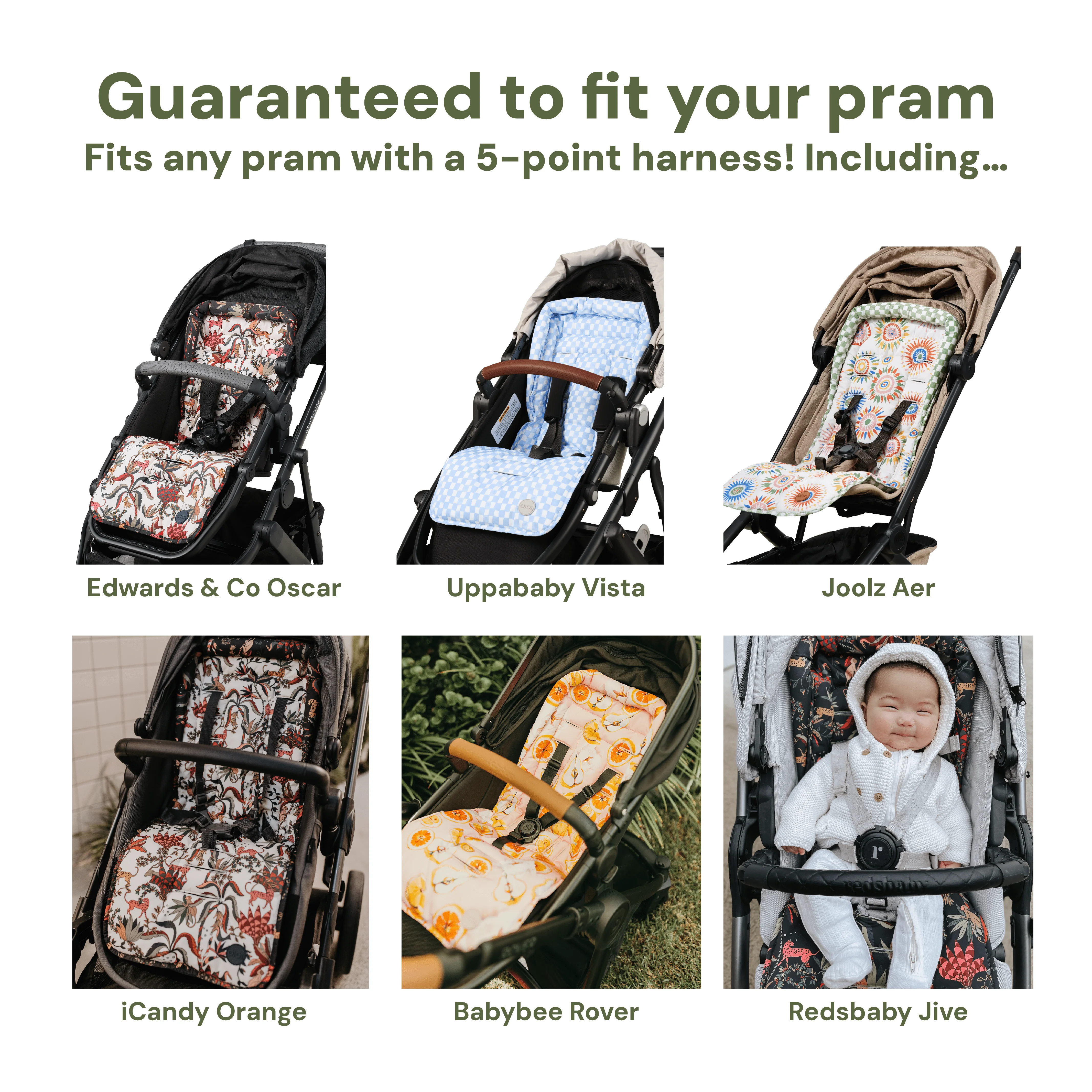 Reversible pram liner - Botanical - Image 5