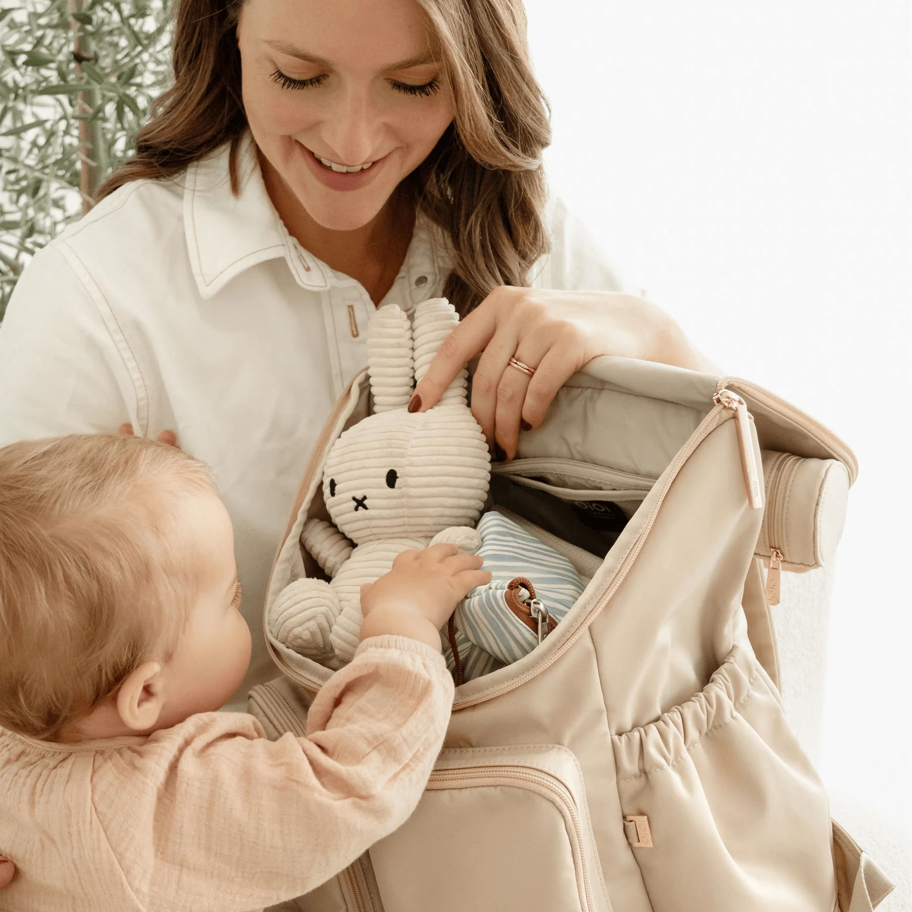 Signature Nappy Backpack - Beige Nylon - Image 6