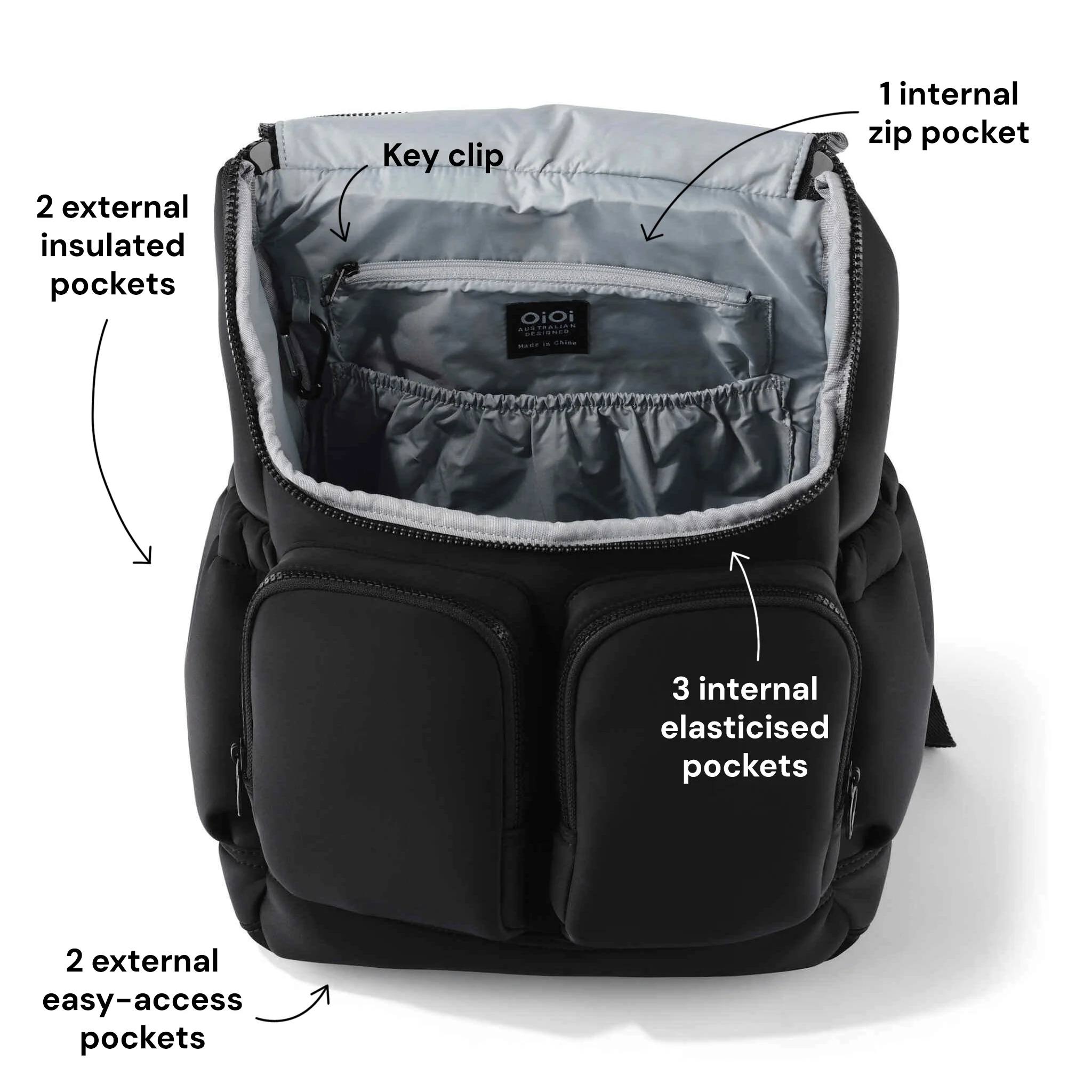 Signature Nappy Backpack - Black Neoprene - Image 5
