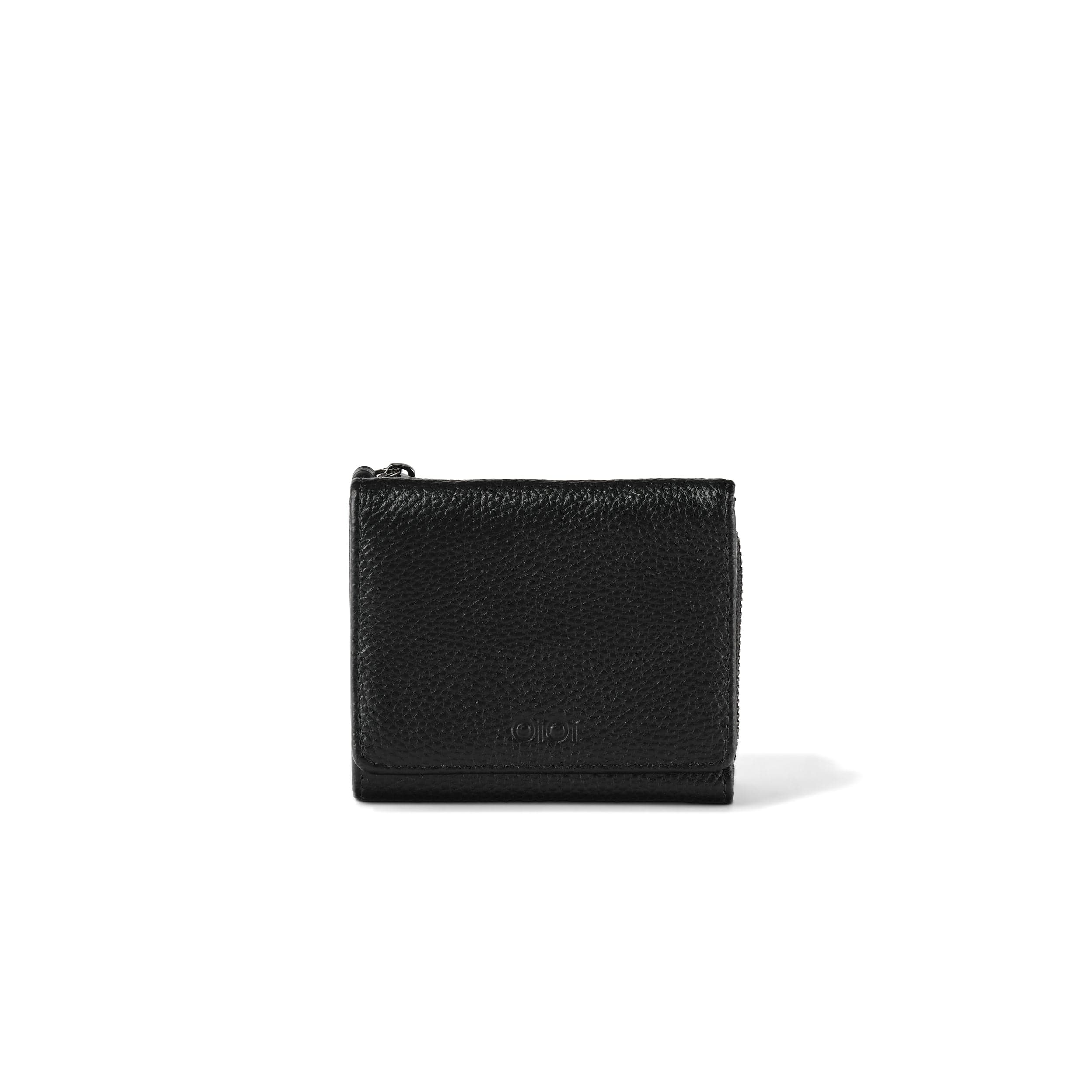 Trifold Wallet - Jet Black Genuine Leather