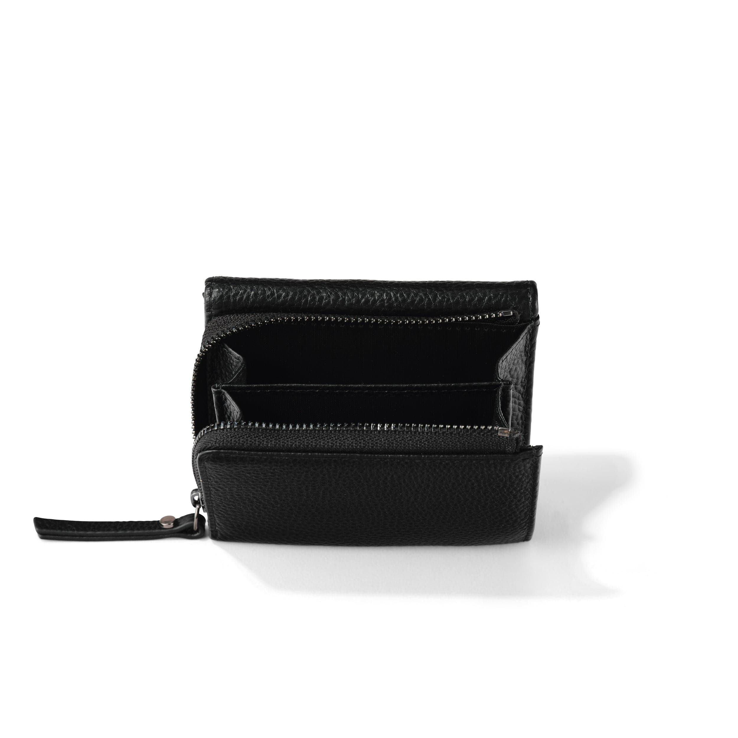 Trifold Wallet - Jet Black Genuine Leather - Image 3