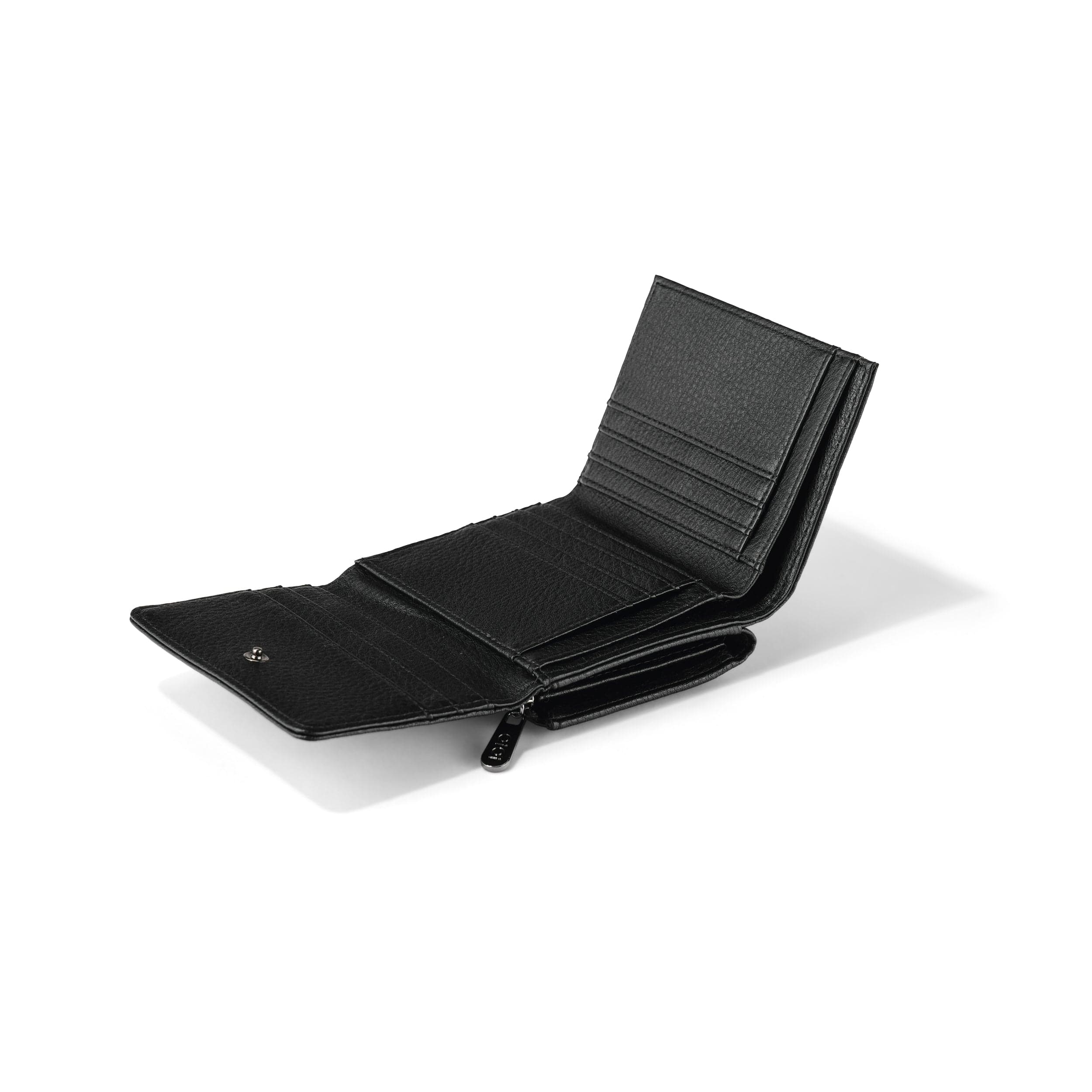 Trifold Wallet - Jet Black Genuine Leather - Image 4
