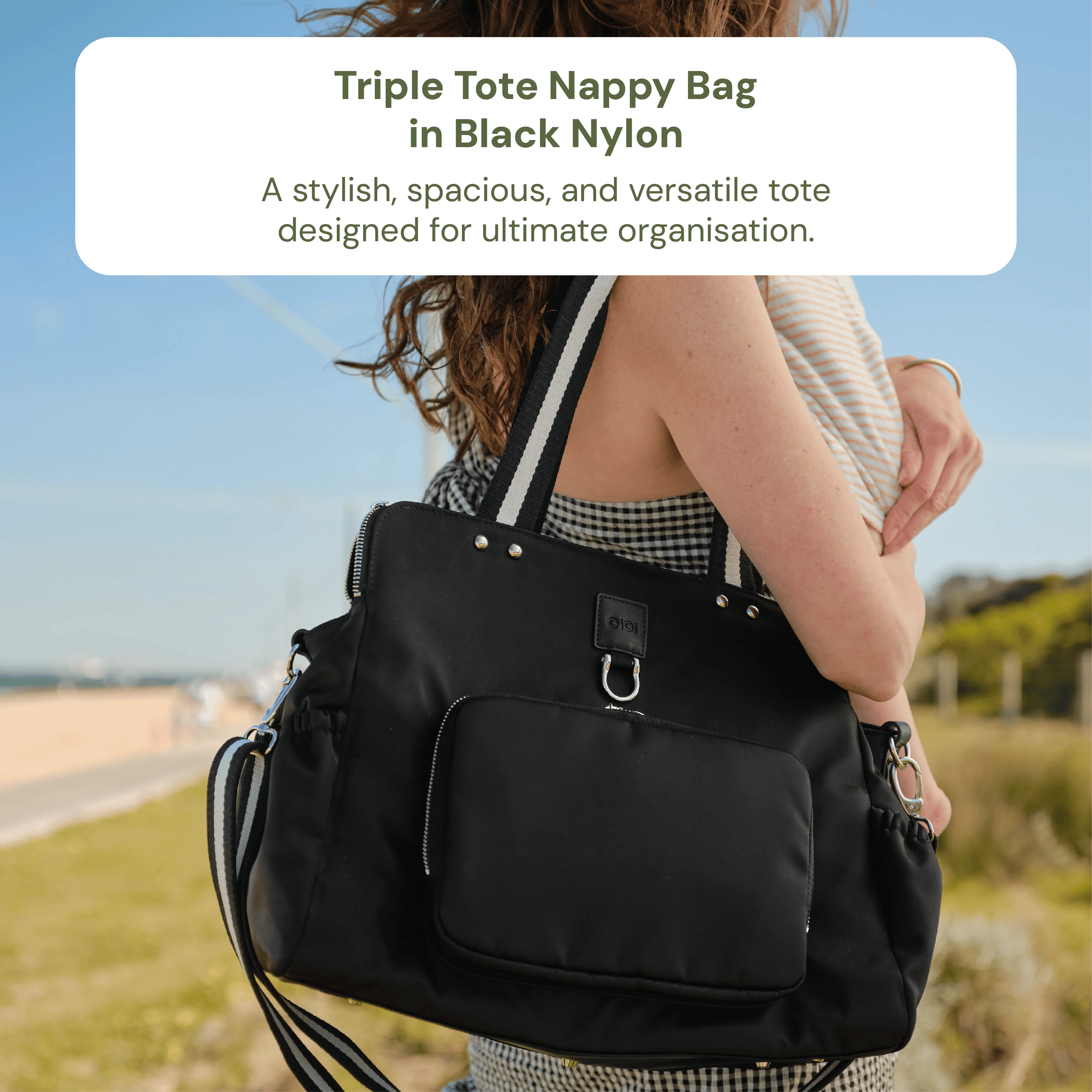 Triple Tote Baby Bag Bundle – Black & Houndstooth - Image 3