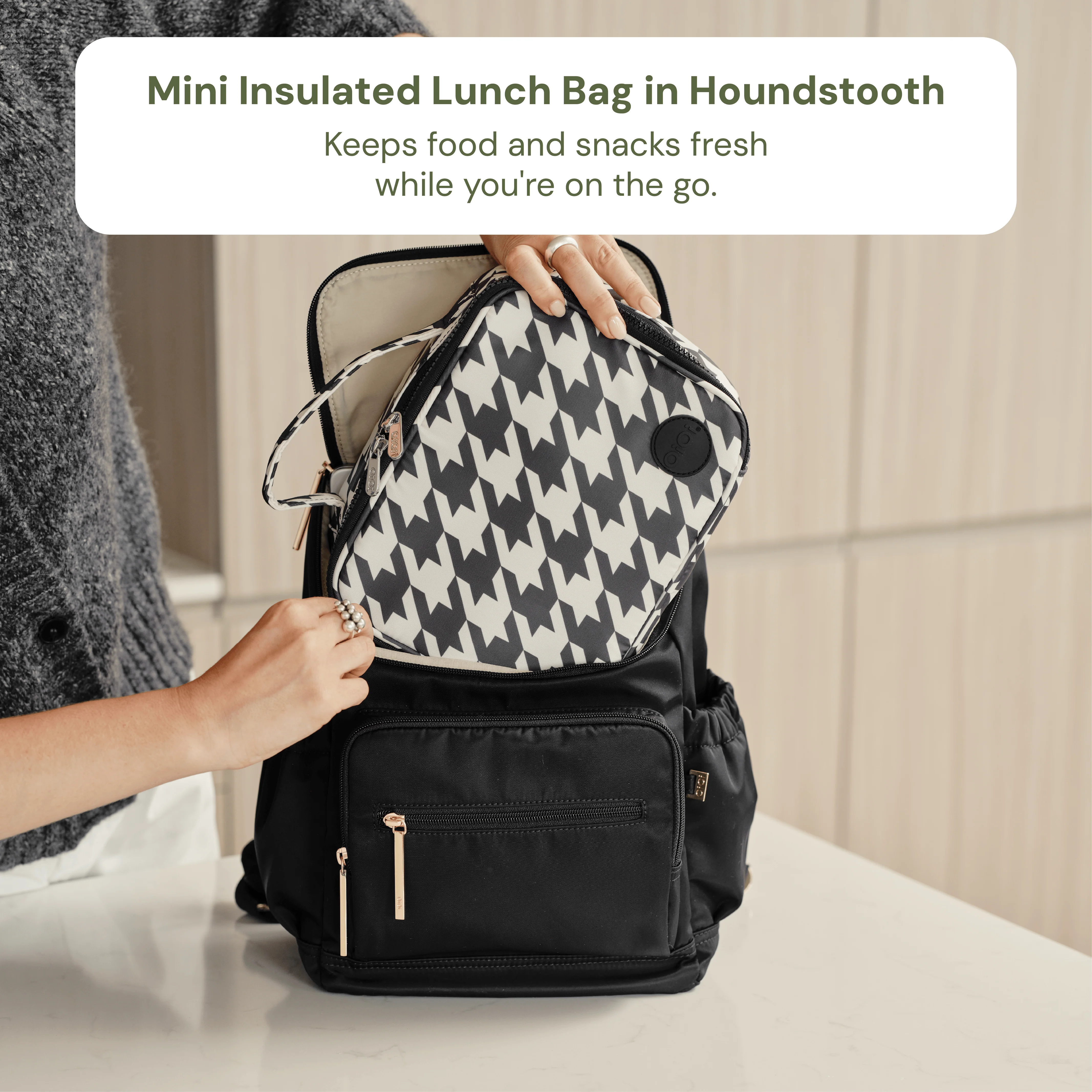Triple Tote Baby Bag Bundle – Black & Houndstooth - Image 4